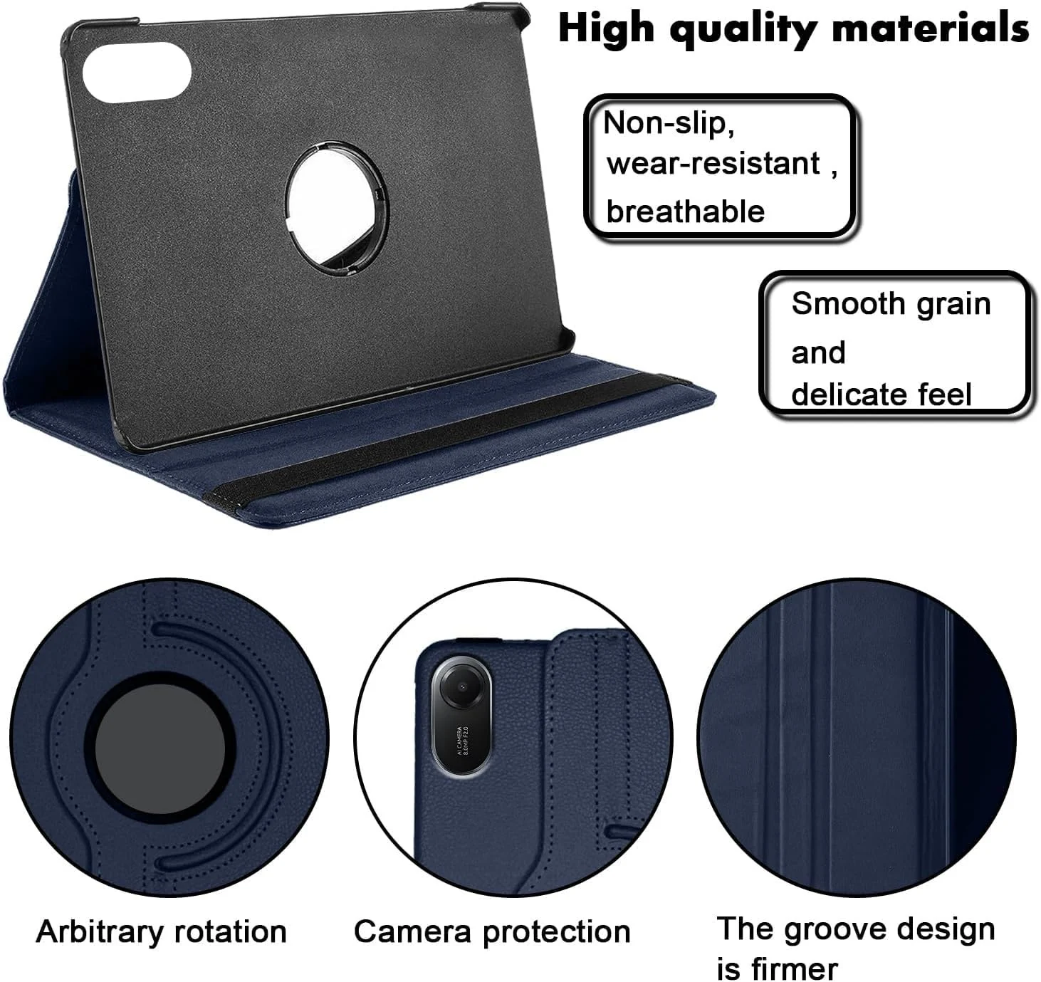DL3 Mobilak Protective Cover for Xiaomi Redmi Pad 2 2025 11 inch, 360° Rotatable Smart Stand, Leather Folio Flip Cover with Multi-Angle Viewing, Auto Wake Sleep - Blue