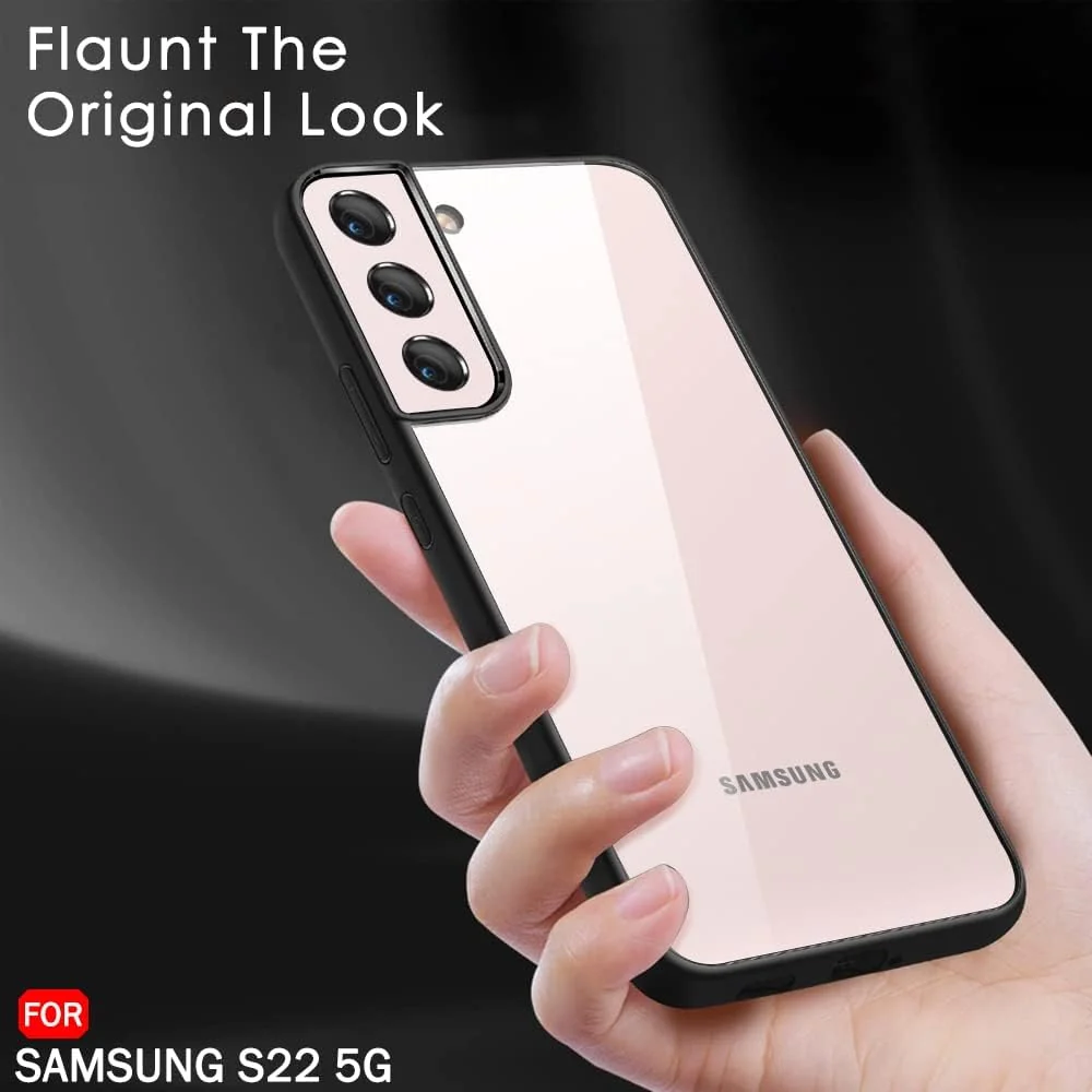 DL3 Mobilak Clear PC and TPU Protective Case for Samsung Galaxy S22 with Camera Protection and Military-Grade Protection - Black