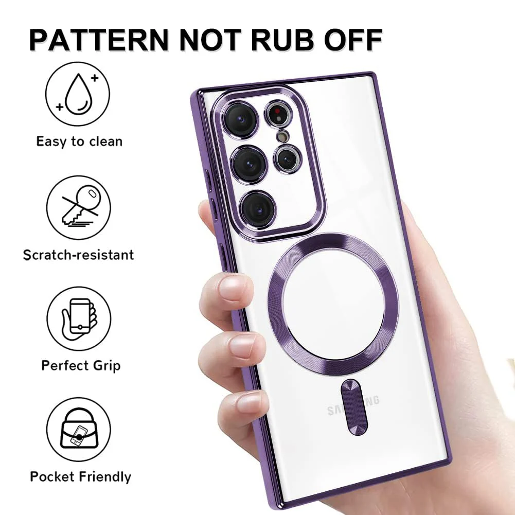 DL3 Mobilak Clear MagSafe-Compatible Magnetic Case for Samsung Galaxy Note 20 Ultra with Camera Protection and Shockproof Design - Deep Purple