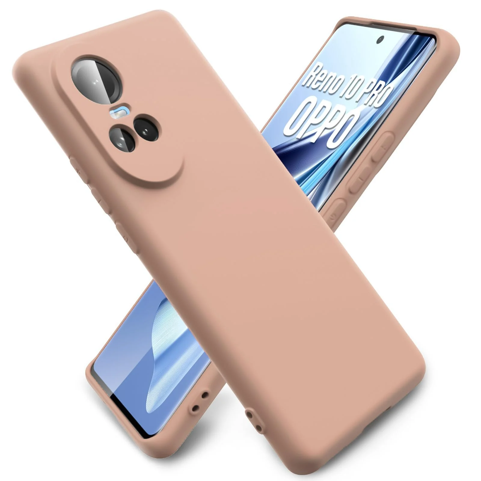 DL3 Mobilak Liquid Silicone Case for OPPO Reno 10, Shock-absorbing protection, Scratch-resistant surface, Soft microfiber lining - Light Orange