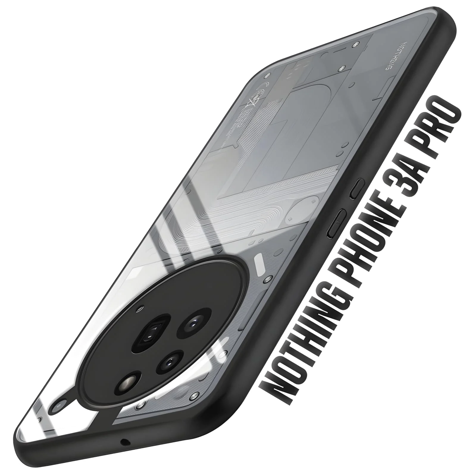 DL3 Mobilak Clear PC and TPU Protective Case for Nothing Phone 3A Pro with Camera Protection and Military-Grade Protection - Black