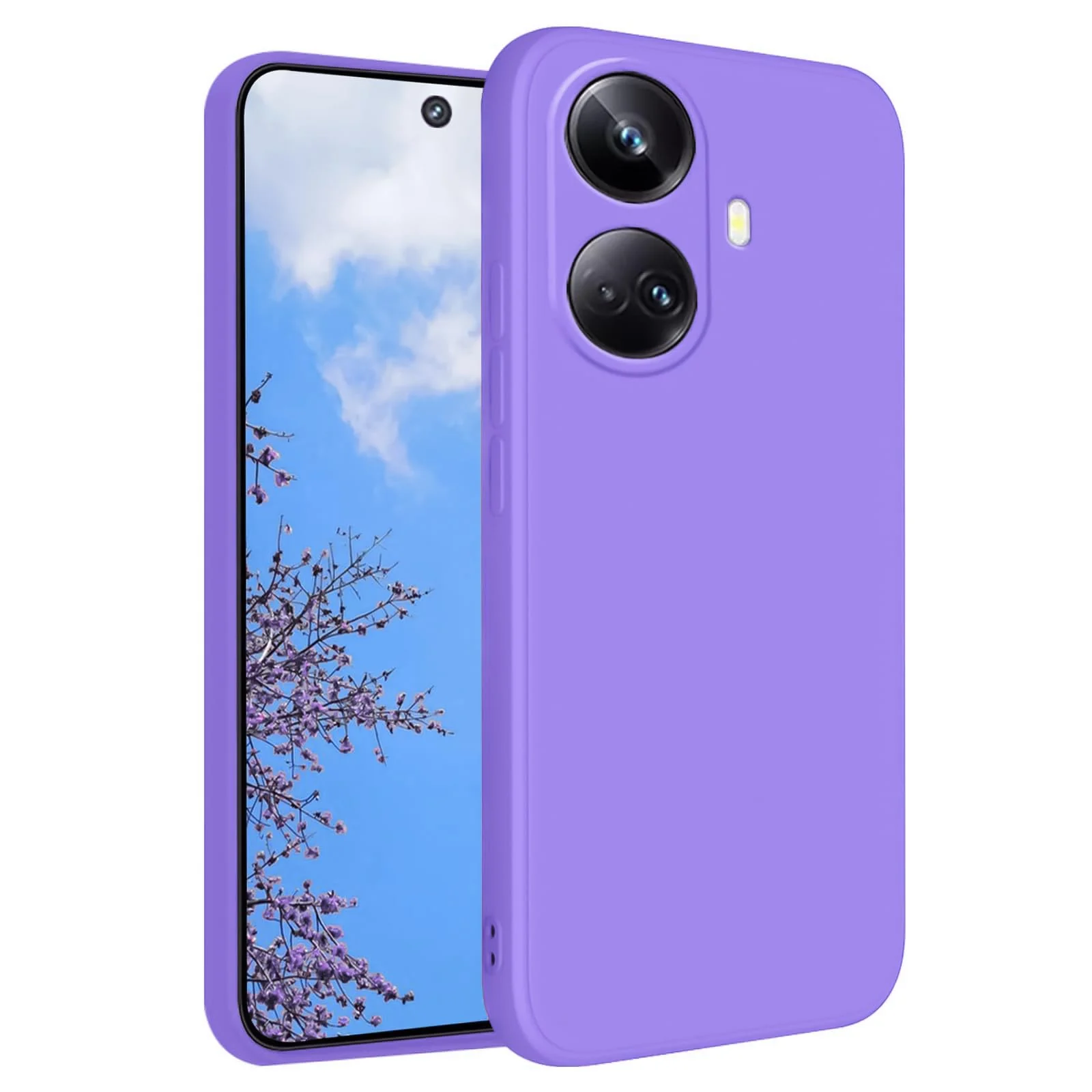 DL3 Mobilak Soft Silicone Protective Case for realme 10 pro plus with Microfiber Lining and Shockproof Design - Light Purple