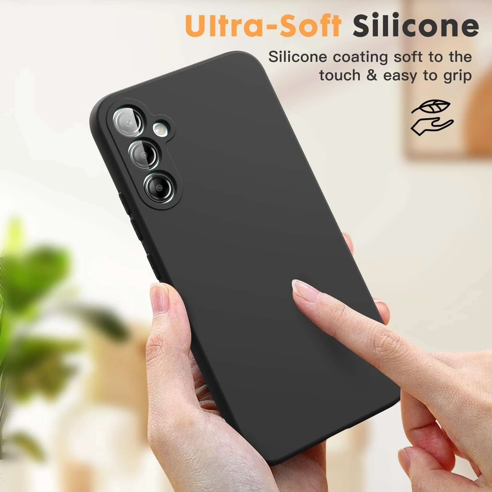 DL3 Mobilak Liquid Silicone Protective Case for Samsung Galaxy S23 FE with Microfiber Lining and Shockproof Design - Black