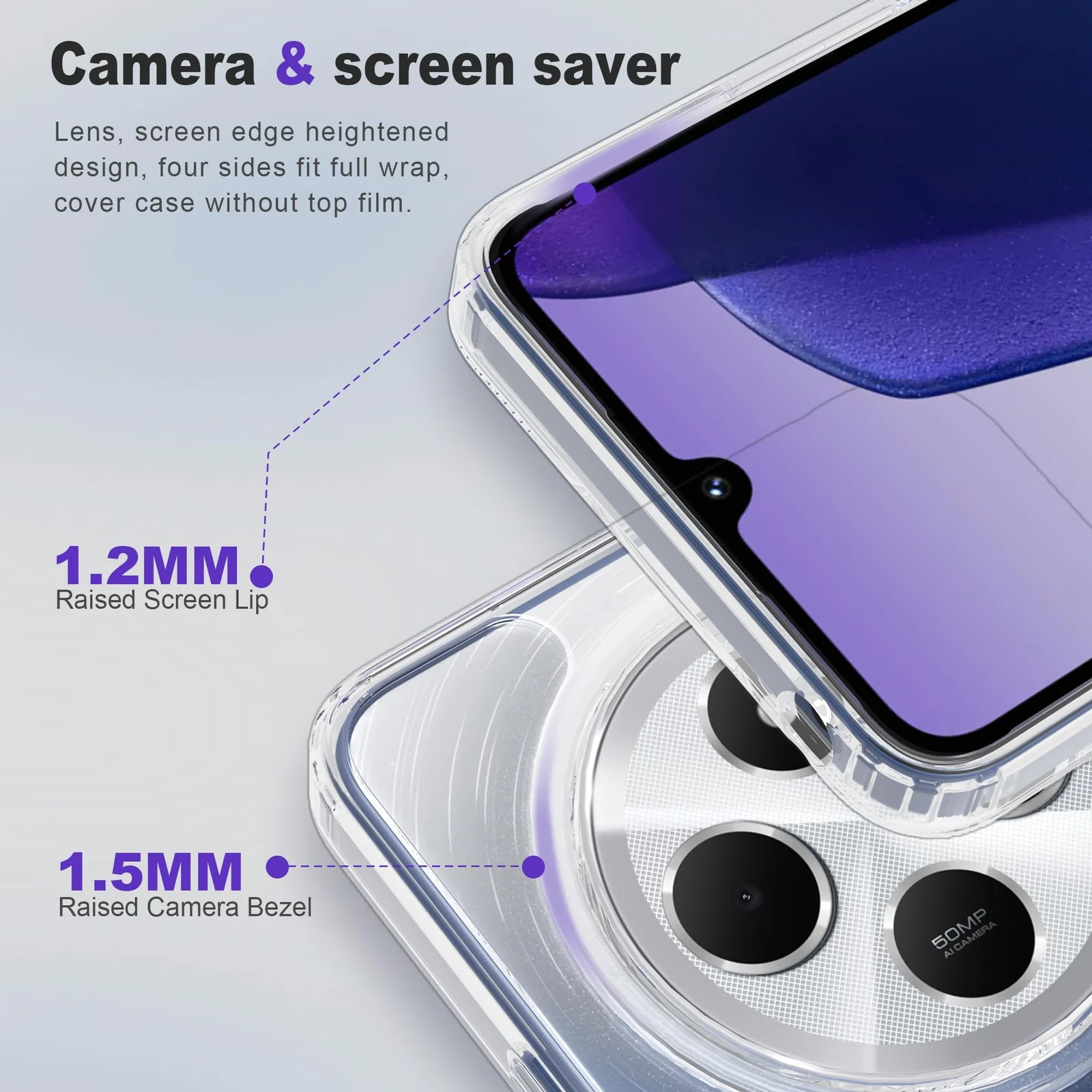 DL3 Mobilak Case Compatible with Xiaomi Redmi 14C 4G/Poco C75, Case Crystal Soft TPU Gel Case Flexible Silicone Anti-Scratch TPU Cover - Clear