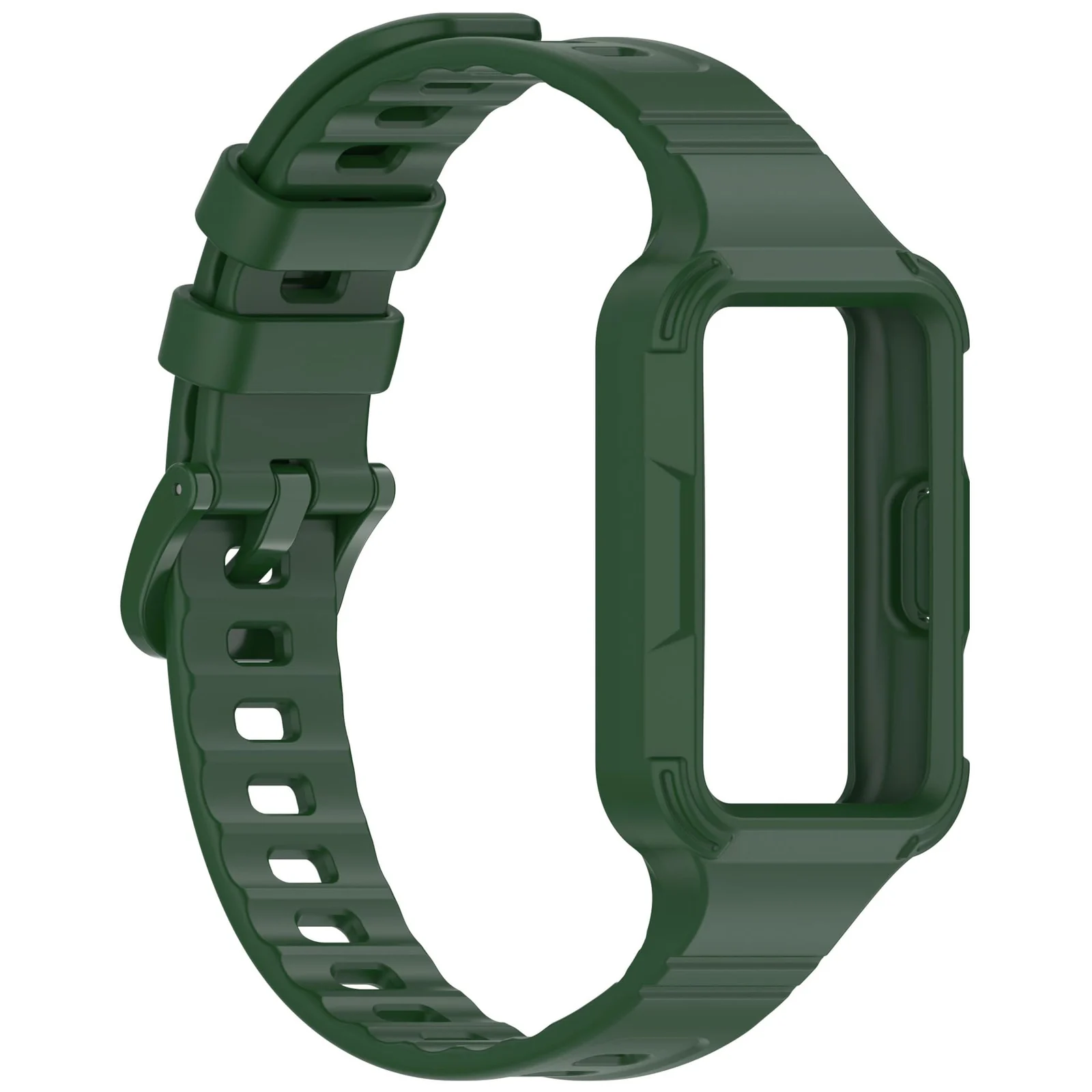 MOBIGON Rugged Silicone Strap with Bumper Case for Huawei Band 11, Green