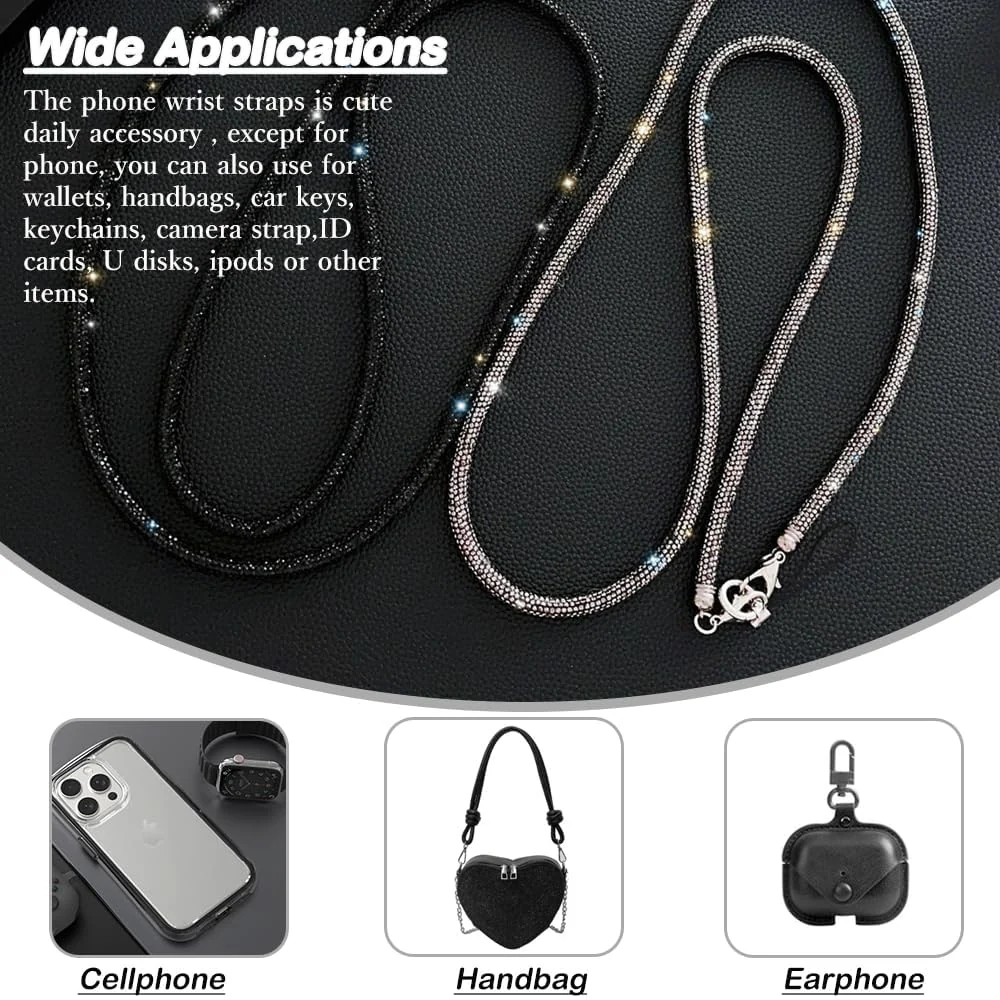 DL3 Mobilak Phone Crossbody Lanyard, Crystal Phone Lanyard with Full Rhinestone Bling Glitter, Bling Phone Strap for Most Phone, iPad, Handbag, Wallet, Phone Neck Holder for Women - Gray