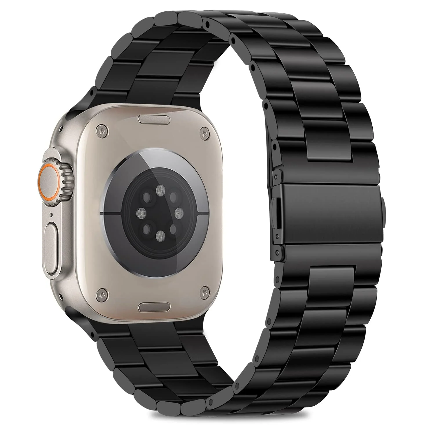 DL3 Mobilak Stainless Steel Band with Case Compatible with Apple Watch Ultra 49mm, Men Woman Business Metal Strap with Protective Bumper Cover for Apple Watch Ultra 2 Ultra 49mm - Black
