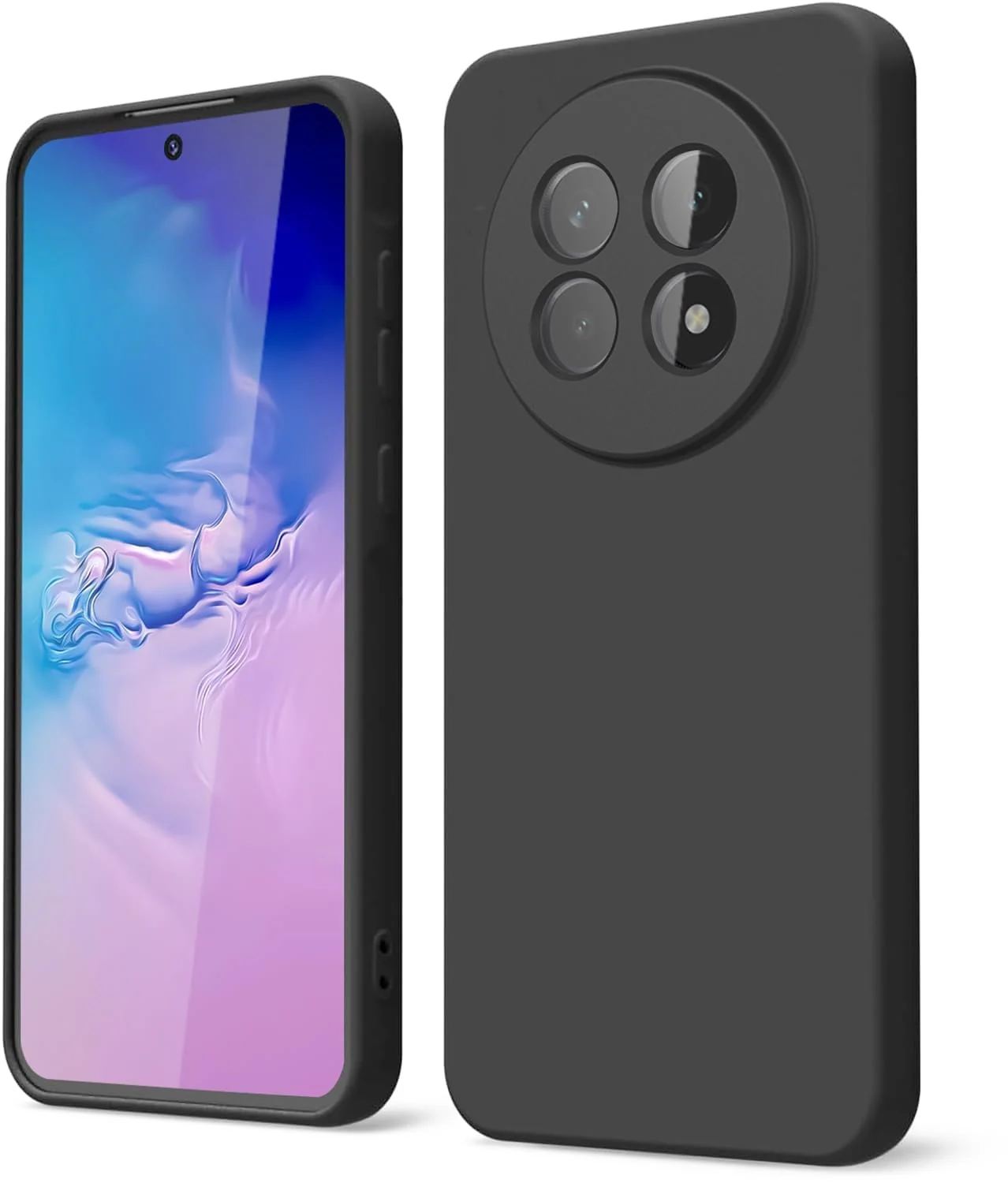 DL3 Mobilak Liquid Silicone Case for realme 13 5G / realme 12 5G / realme 12X 5G, Shock-absorbing protection, Scratch-resistant surface, Soft microfiber lining - Black