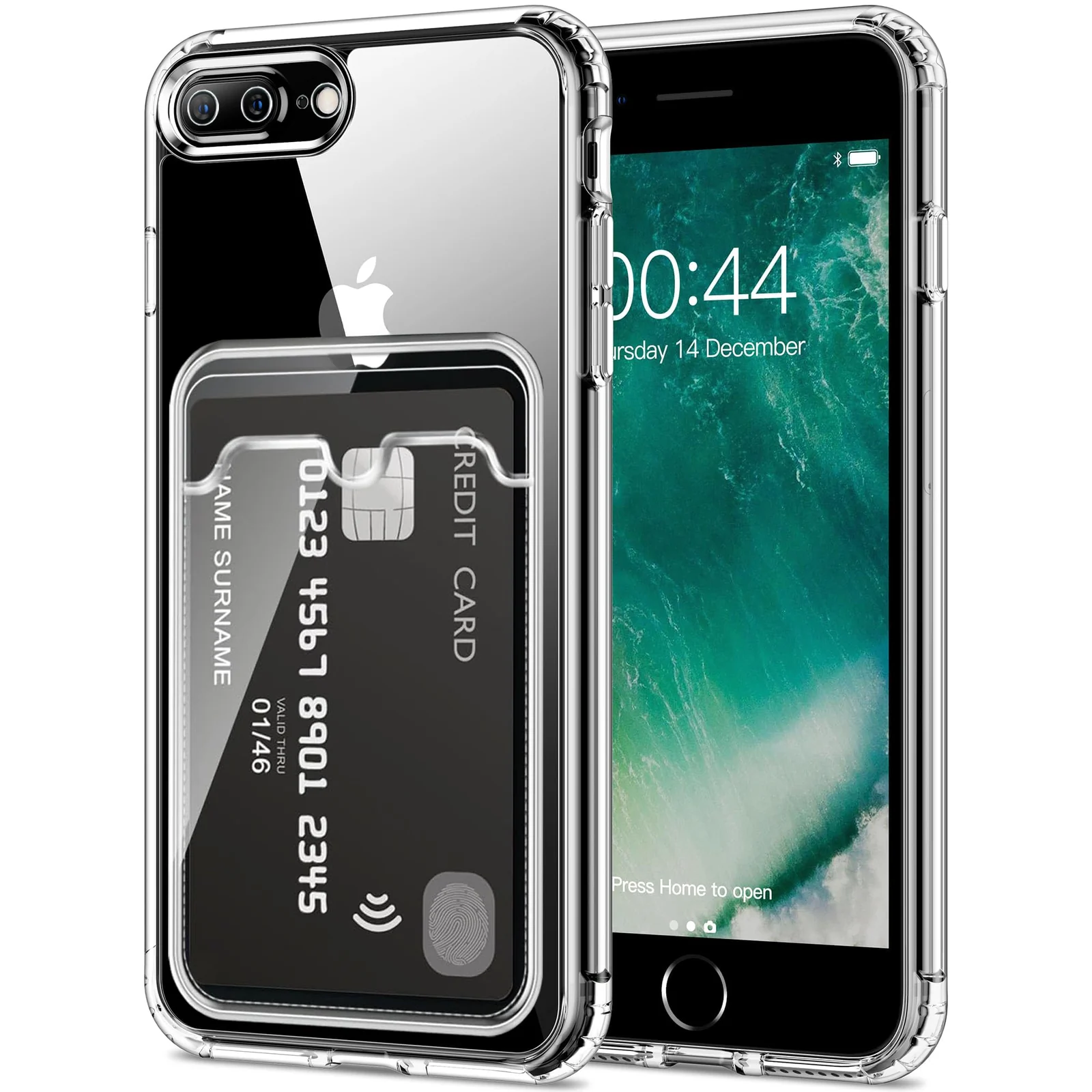 DL3 Mobilak Clear TPU Wallet Case with Card Slot and Camera Protection for iPhone 7 Plus / iPhone 8 Plus - Transparent