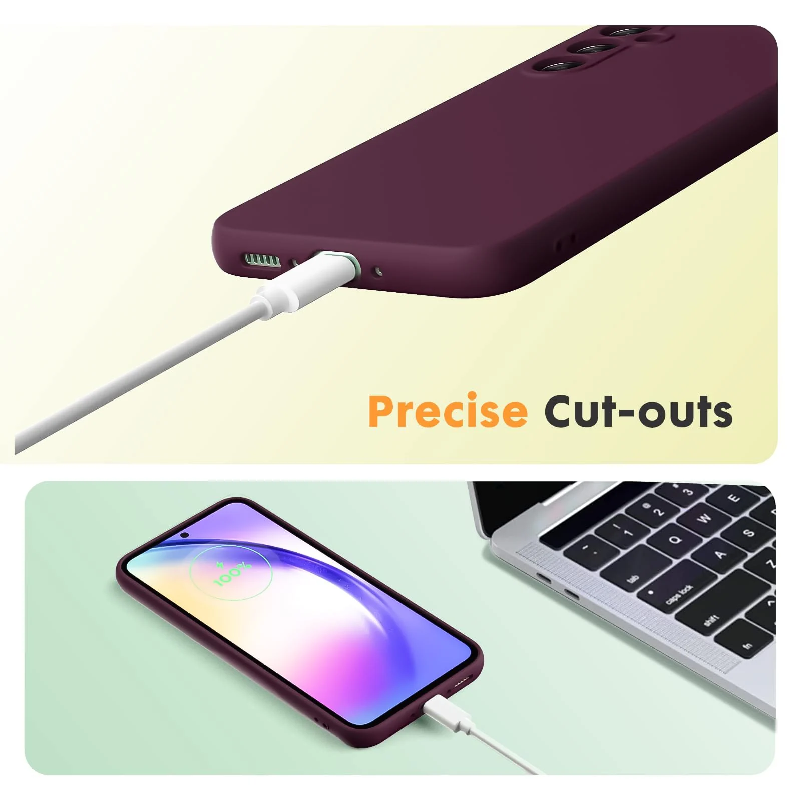 DL3 Mobilak Soft Silicone Protective Case for Samsung Galaxy S21 FE 5G with Microfiber Lining and Shockproof Design - Wine Red
