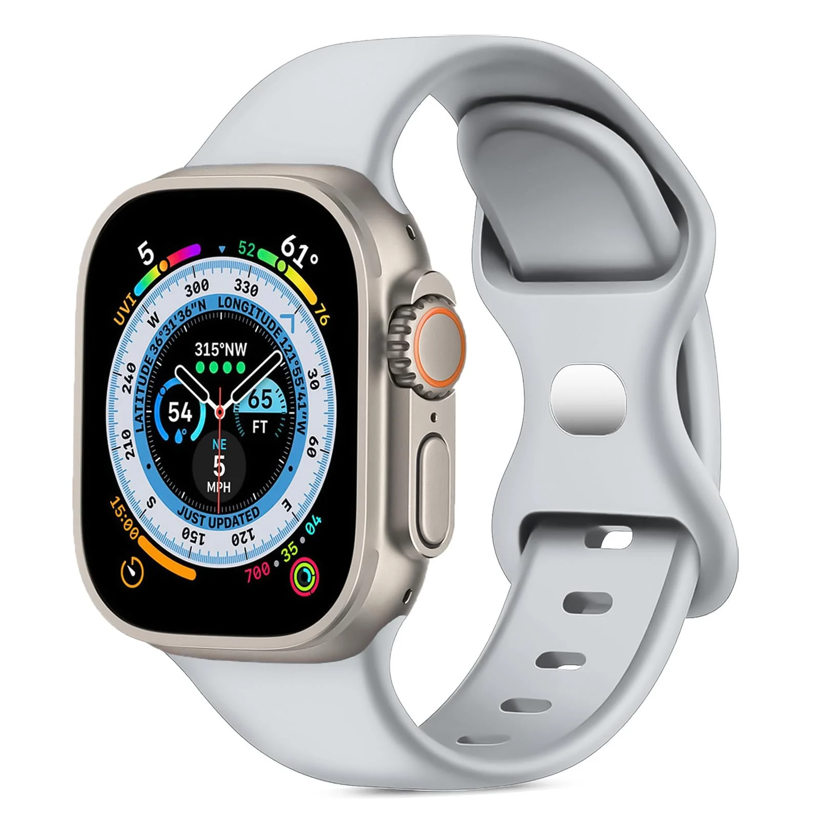 42MM/44MM/45MM/49MM — DL3 Mobilak Bands Compatible with Apple Watch Ultra 49mm 45mm 44mm 42mm 41mm 40mm 38mm, Replacement Soft Silicone Strap for iWatch Ultra 2 Series SE SE2 9 8 7 6 5 4 3 2 1 (C. , 42MM/44MM/45MM/49MM) - C.Grey