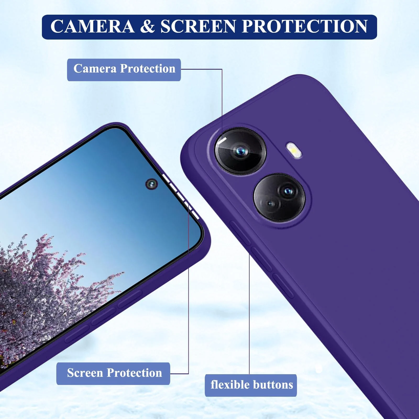 DL3 Mobilak Soft Silicone Protective Case for realme 10 pro plus with Microfiber Lining and Shockproof Design - Purple