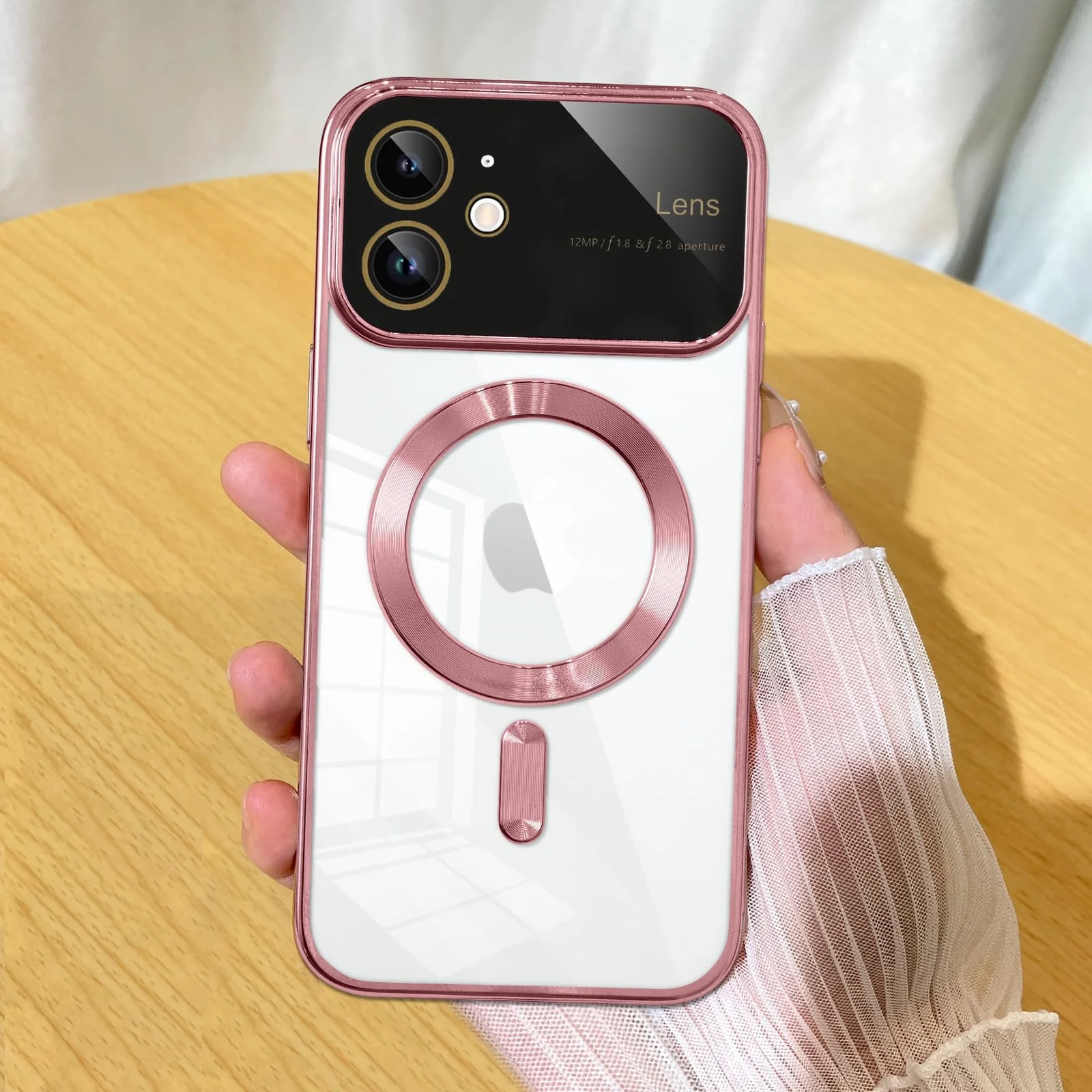 DL3 Mobilak Clear MagSafe-Compatible Magnetic Case for iPhone 11 6.1 Inch with Camera Protection and Shockproof Design - Pink
