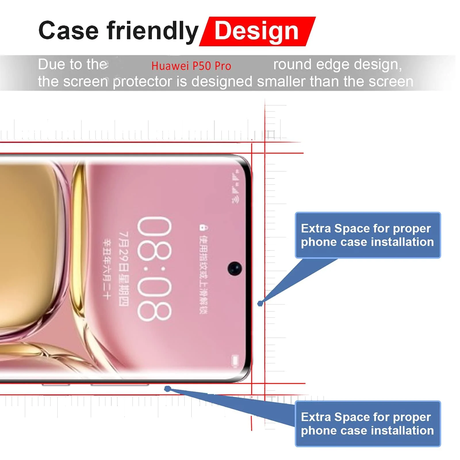DL3 Mobilak Screen Protector for Huawei P50 Pocket, Tempered Glass Screen Saver Premium HD Protective, Scratch Resistant, NO-Bubble, 9H Hardness, Full Coverage Film - Clear