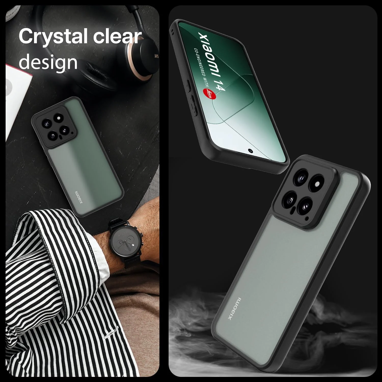 DL3 Mobilak Clear TPU Case for Xiaomi 14, Camera protection, Shock-absorbing protection, Scratch-resistant surface - Black