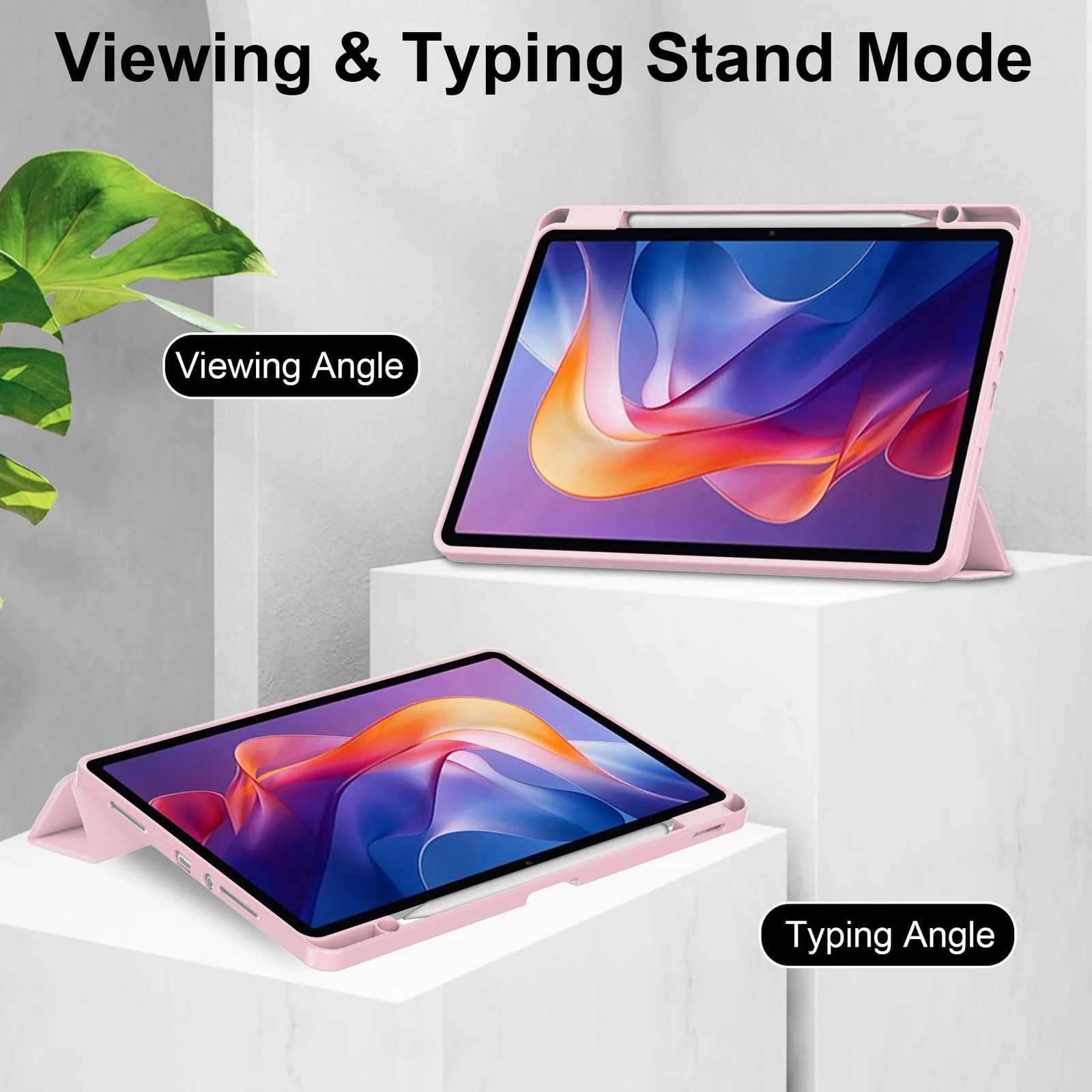 DL3 Mobilak Case for Huawei MatePad SE 11 inch 2024 with Built-in Pencil Holder, Clear Transparent PC Back, Shockproof Tri-Fold Stand Tablet Cover, Auto Wake/Sleep - Pink Sand