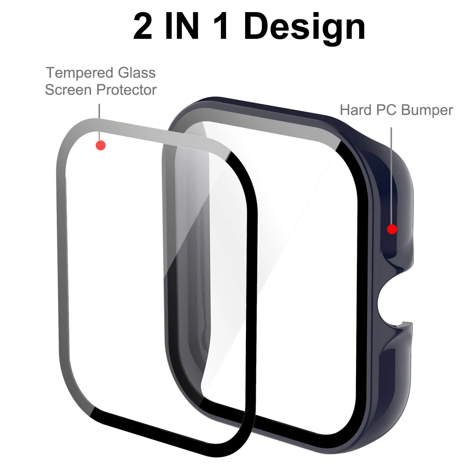 DL3 Mobilak Protective Case For Amazfit GTS 3, 9H Hardness PC Case Bumper Full Slim Protective Cover with Built-in Tempered Glass Screen Protector For Amazfit GTS3 - Blue