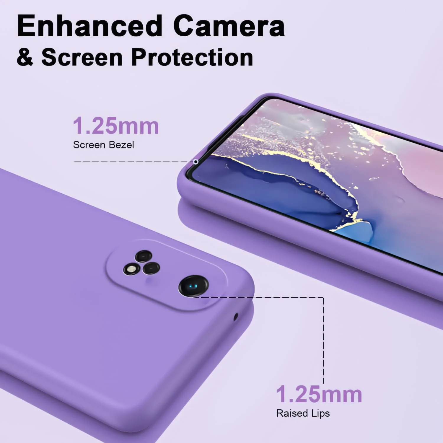DL3 Mobilak Soft Silicone Protective Case for OPPO Reno 8T 4G with Microfiber Lining and Shockproof Design - Light Purple