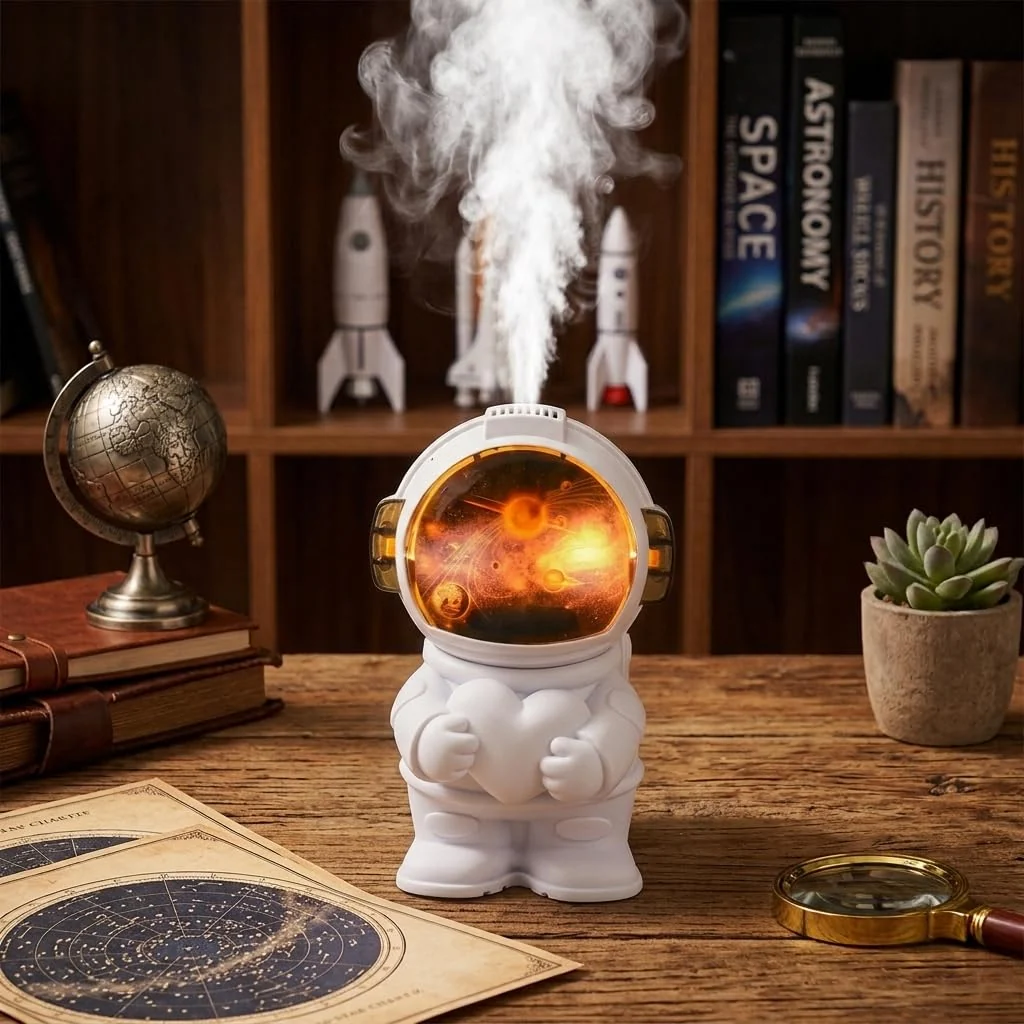 Mobigon Creative Astronaut Humidifier USB 220mL Quiet Mist Maker for Home Desktop Use Smooth Hydration Air White for Office, Travel Use, Fun & Functional Air Freshener, Car - Style-1