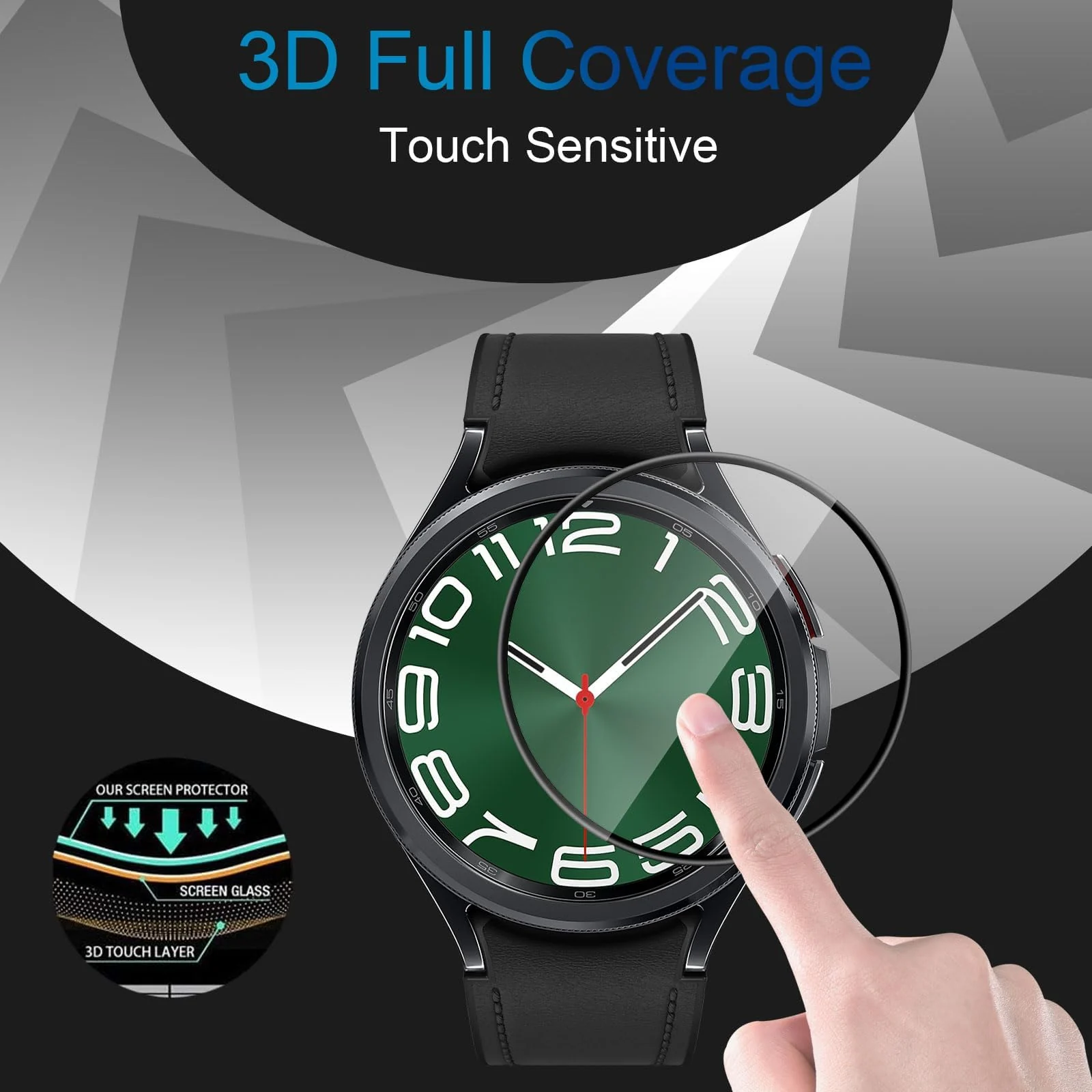DL3 Mobilak Screen Protector For Samsung Galaxy Watch 6 Classic 47mm, 3D Curved Soft Edge Protective Film [Anti-Scratch] [Bubble Free] [Ultra Shatterproof] [High Sensitive] (Not Glass) - Black