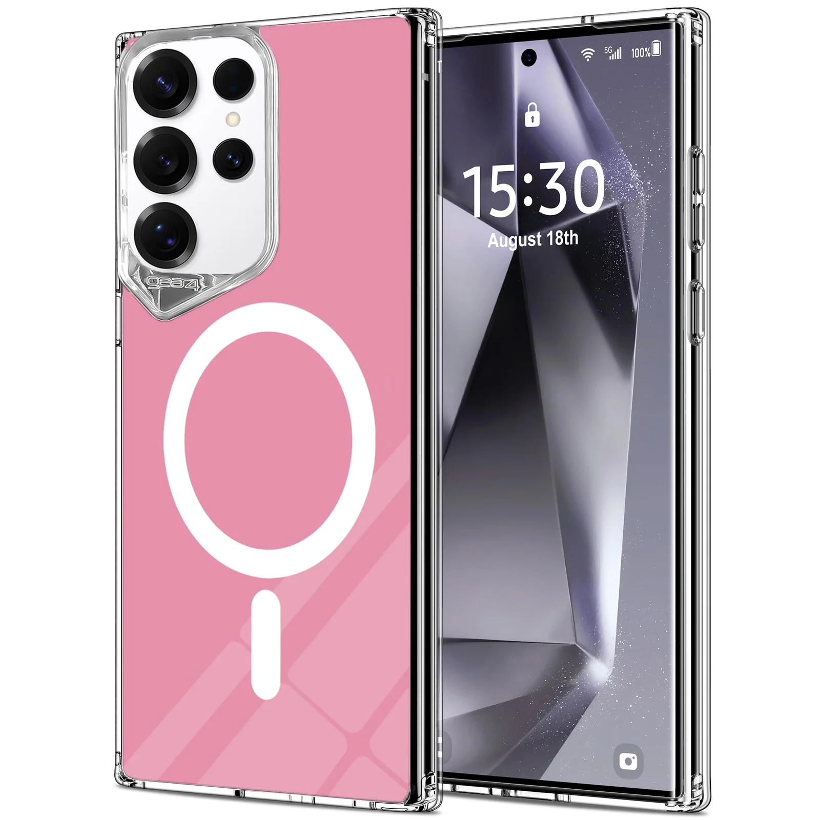 DL3 Mobilak Clear TPU Case for Samsung Galaxy S24 Ultra, Compatible with MagSafe accessories, Camera protection, Shock-absorbing protection - Pink