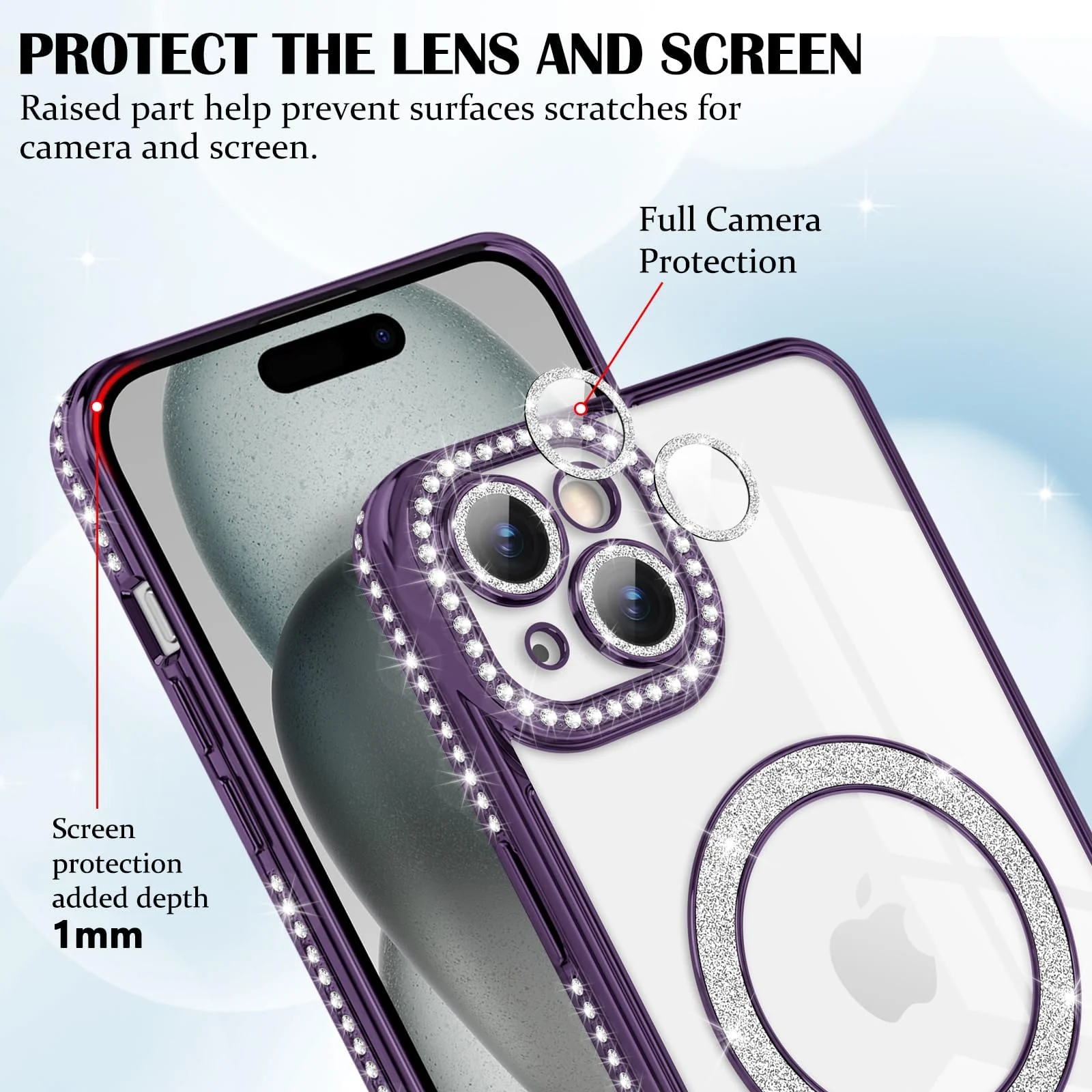 DL3 Mobilak MagSafe-Compatible Magnetic Case for iPhone 16 with Camera Protection and Magnetic Car-Mount Support - Purple