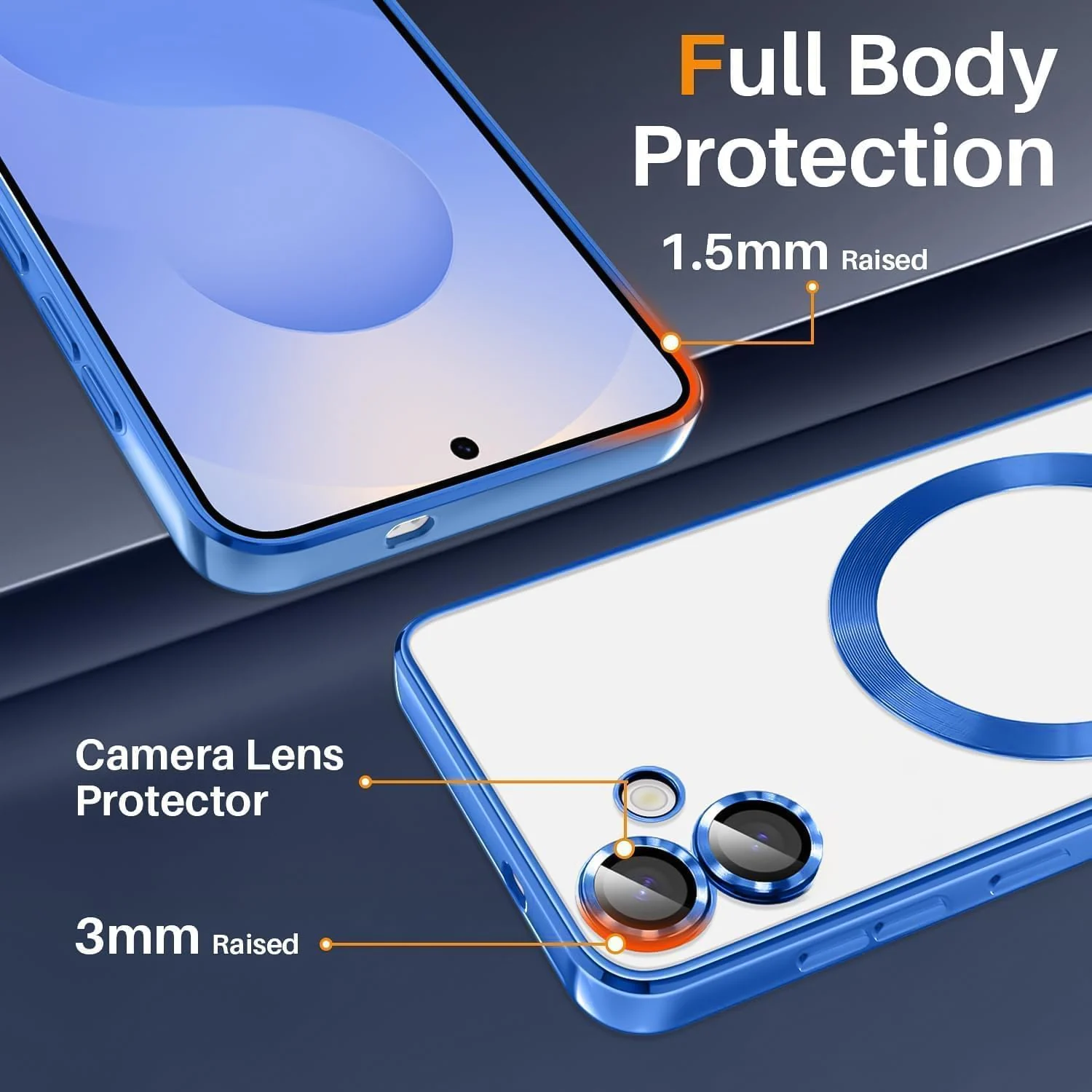 DL3 Mobilak Clear MagSafe-Compatible TPU Case and Camera Lens Protector for Samsung Galaxy A06 - Blue