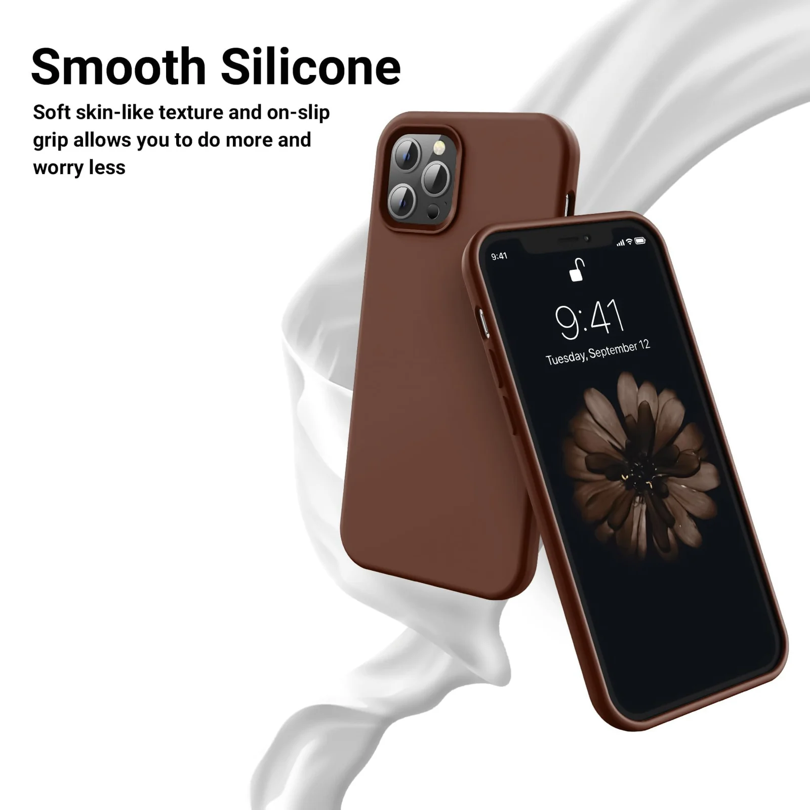DL3 Mobilak Liquid Silicone Protective Case for iPhone 11 Pro Max (6.5 Inch) with Camera Protection and Microfiber Lining - Brown