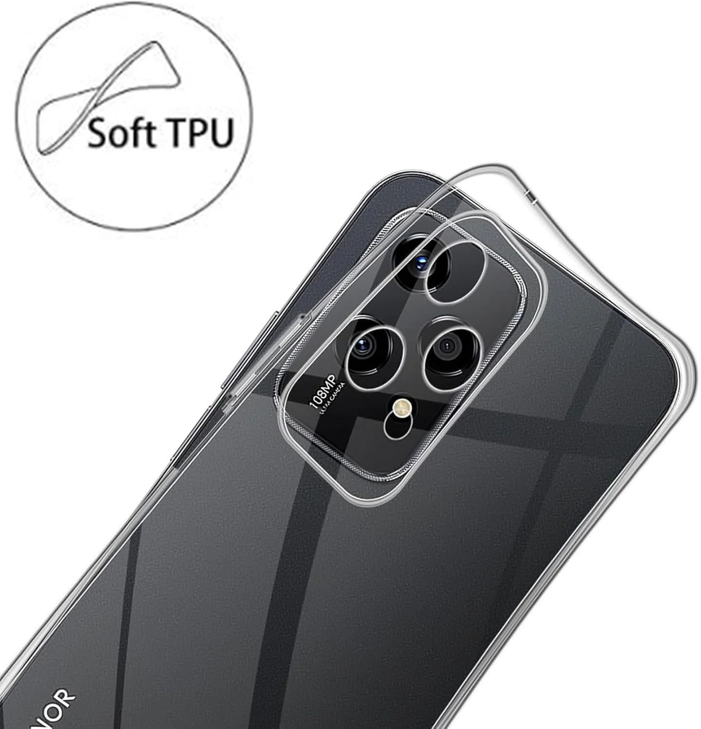 DL3 Mobilak Case Compatible with Honor 200 Lite, Case Crystal Soft TPU Gel Case Flexible Silicone Anti-Scratch Camera Protection TPU Cover - Clear