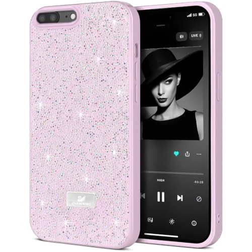DL3 Mobilak Glitter Rhinestone Protective Case for iPhone 7 Plus / iPhone 8 Plus with Shockproof Design - Pink 2