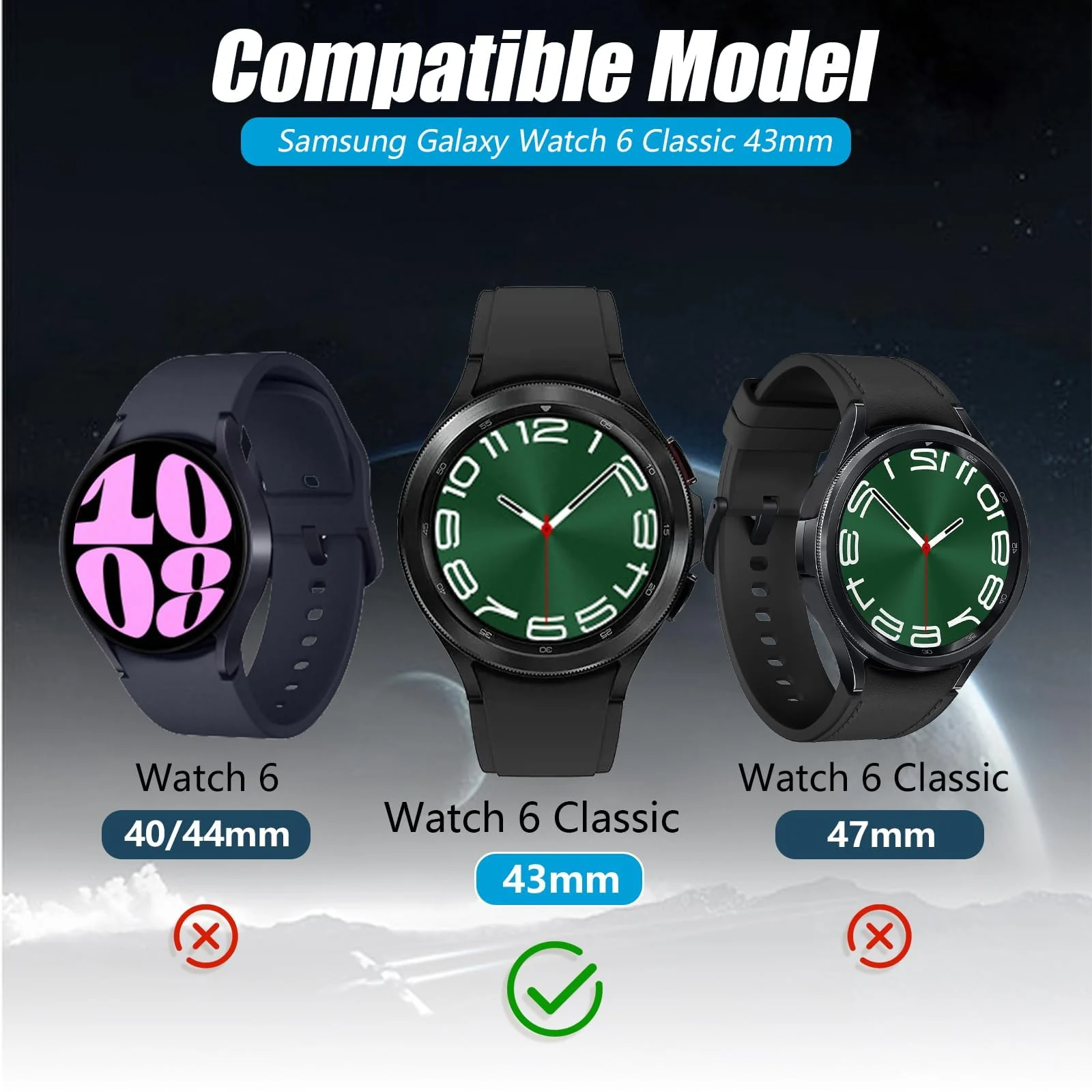 DL3 Mobilak Screen Protector For Samsung Galaxy Watch 6 Classic 43mm, 3D Curved Soft Edge Protective Film [Anti-Scratch] [Bubble Free] [Ultra Shatterproof] [High Sensitive] (Not Glass) - Black