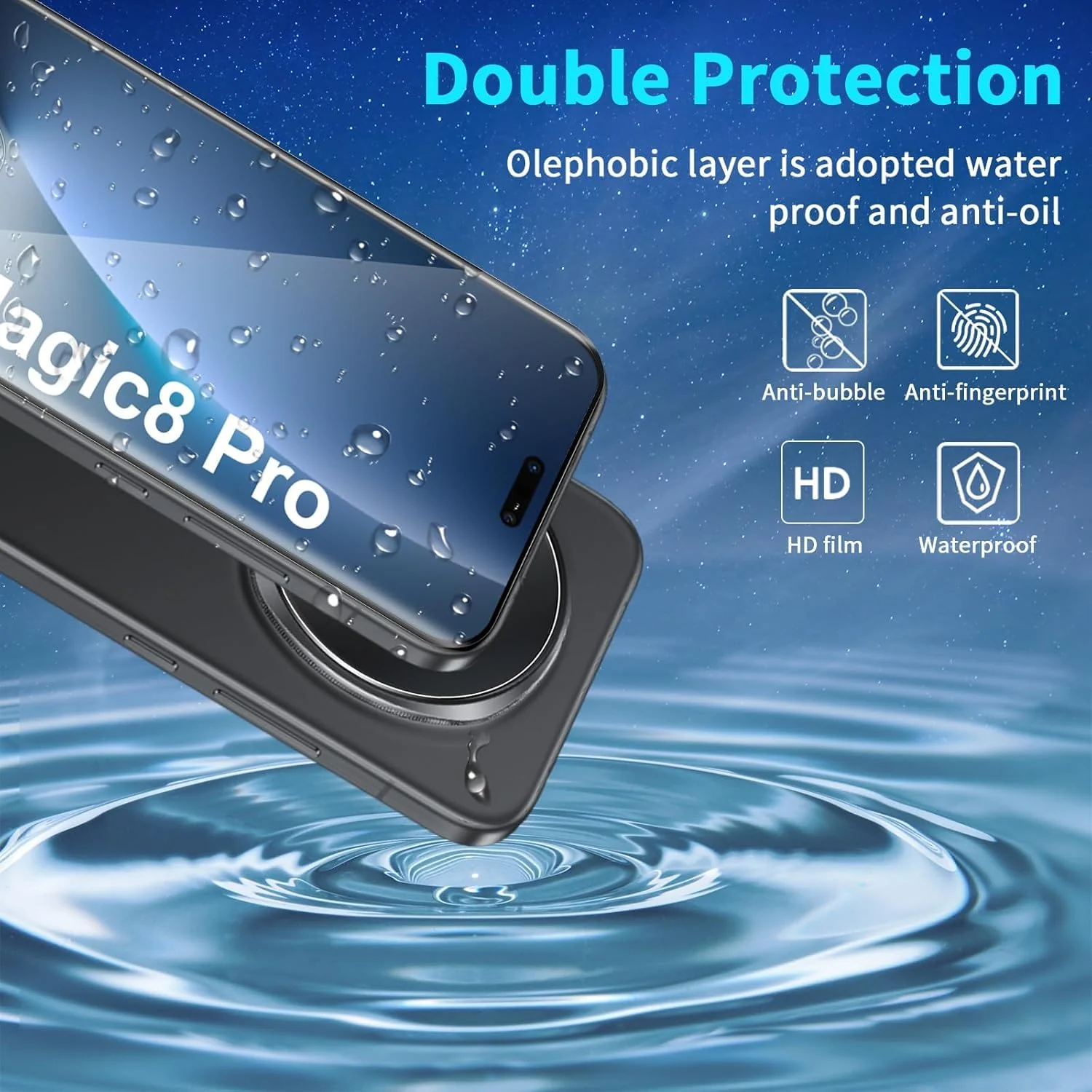 DL3 Mobilak Screen Protector for Honor Magic 8 Pro 5G, Tempered Glass Screen Saver Premium HD Protective, Scratch Resistant, NO-Bubble, 9H Hardness, Full Coverage Film - Clear