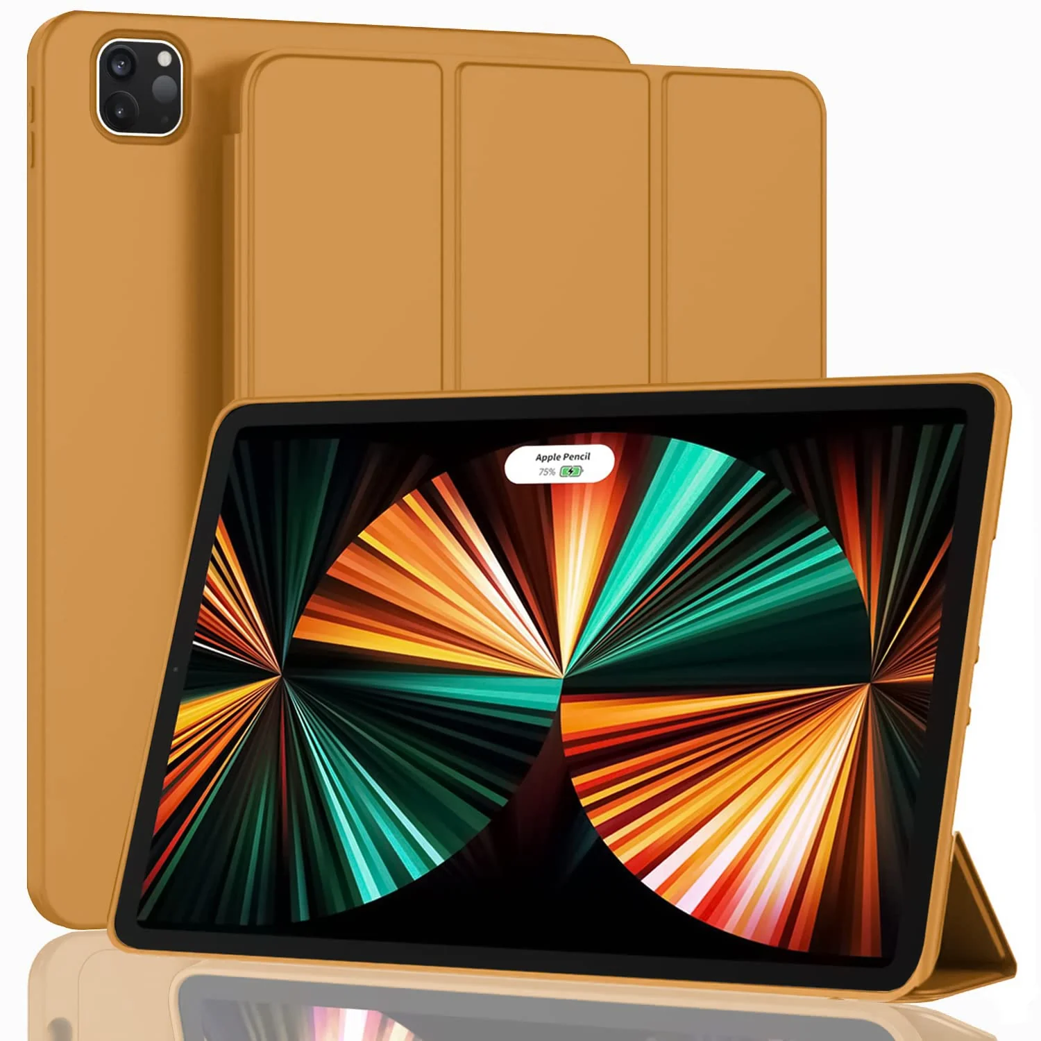 DL3 Mobilak Smart Case Compatible with iPad Pro 12.9 Inch Case 2022/2021/2020 (6th/5th/4th Gen) Case Flip Cover Leather Case Soft TPU Back And Trifold Stand With Auto SleeP - Havana
