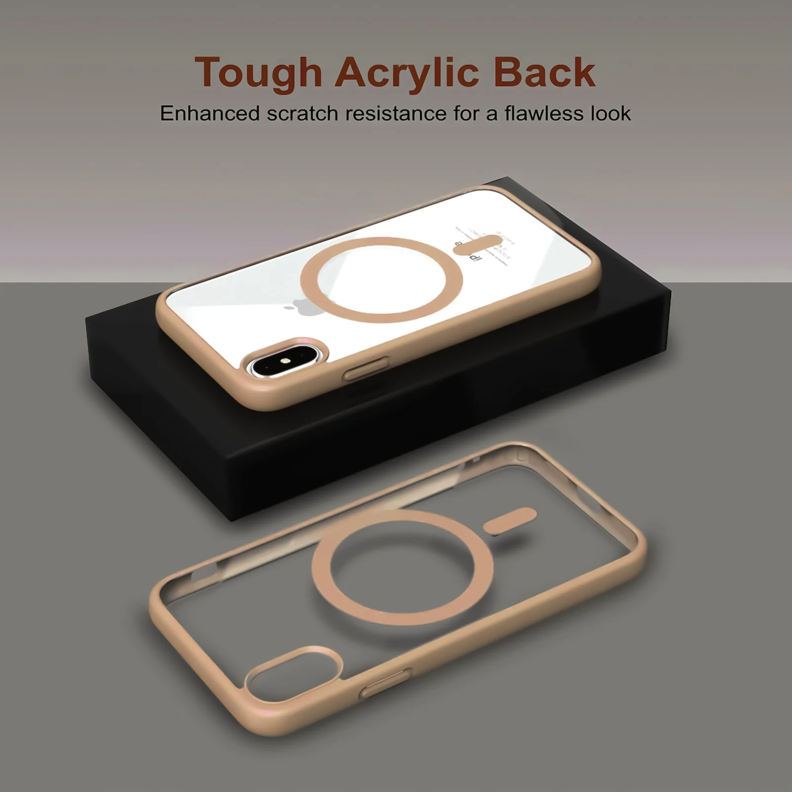 DL3 Mobilak Clear TPU Case for iPhone X / iPhone XS, Compatible with MagSafe accessories, Camera protection, Scratch-resistant surface - Desert