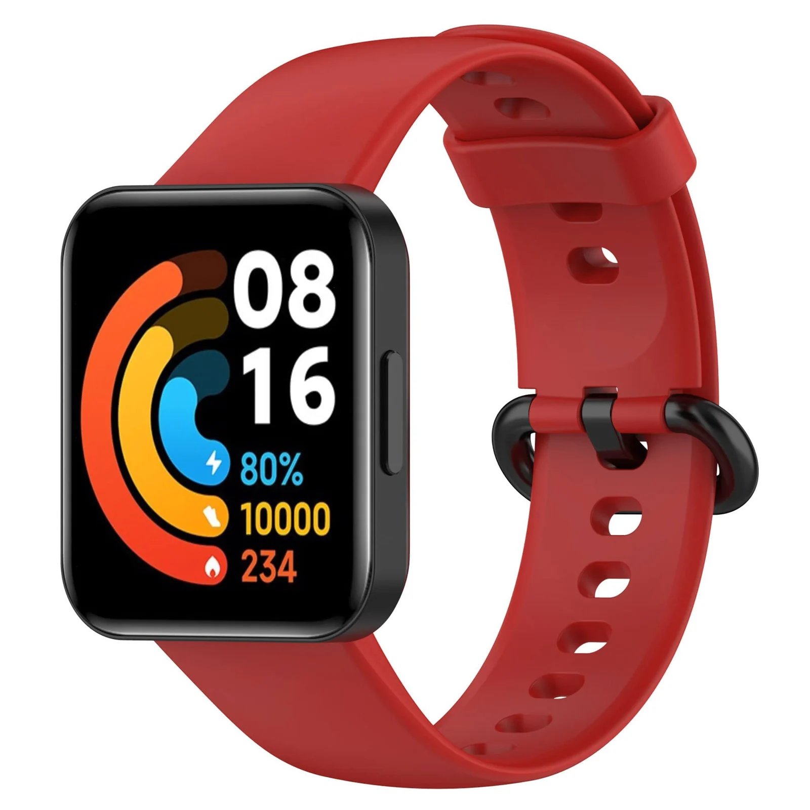 DL3 Mobilak Strap Compatible with Xiaomi Redmi Watch 2 Lite/Poco Watch/Redmi Watch 2 / Horloge 2 Soft Replacement Sport Silicone Strap (Red), unisex-adult - Black