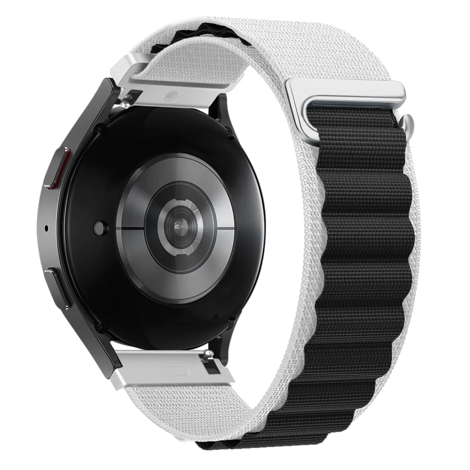 DL3 Mobilak Alpine Loop Bands Sport Nylon 20MM For Samsung Galaxy Watch 7 6 5 4 40mm 44mm/5 Pro 45mm/S2 classic/active 2 40mm 44mm/Amazfi GTS 2/2e/GTS 3/3 Pro/GTS 4/GTS 2 Mini/3 Mini/4 Mini/Bip 3 Pro - White Black