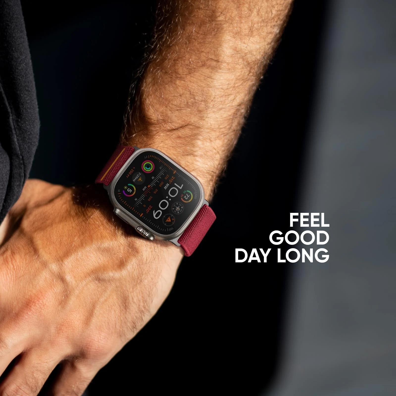 DL3 Mobilak Strap Compatible with Apple Watch Ultra/Ultra 2 Strap 49mm 46mm 45mm 44mm 42mm, Nylon Sport Band for iWatch Ultra SE Series 10 9 8 7 6 5 4 3 2 1, Men - Rose Red