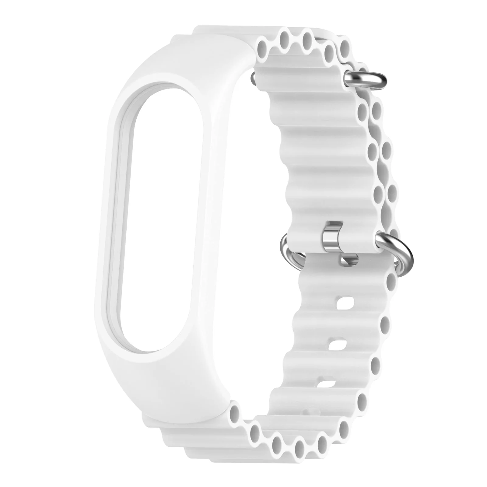 DL3 MOBILAK Ocean Band for Xiaomi Mi Band 7/Mi Band 6/Mi Band 5/Mi Band 4/Mi Band 3,Adjustable Silicone Stretchy Sport Strap Women Men Replacement Wristband - White