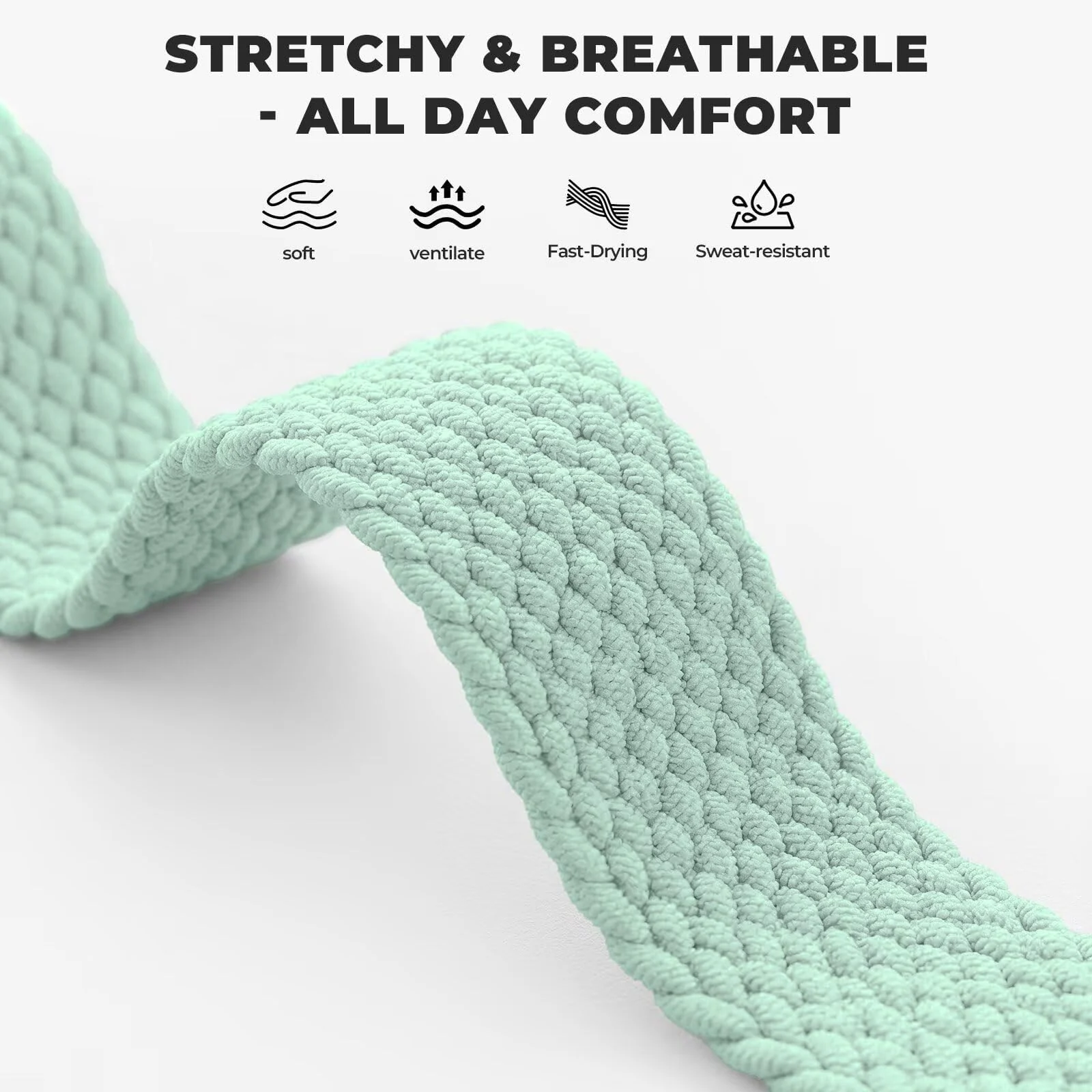 DL3 Mobilak 18mm Stretchy Nylon Solo Loop Strap For Watch GT6 41mm/GT5 Pro 42mm/GT5 41mm/GT4 41mm/Huawei Watch 5 42mm for Women Men, Sport Breathable Braided Wristband for Garmin Venu 2S/Vivomove 3S/Vivoactive 4S - Pistachio