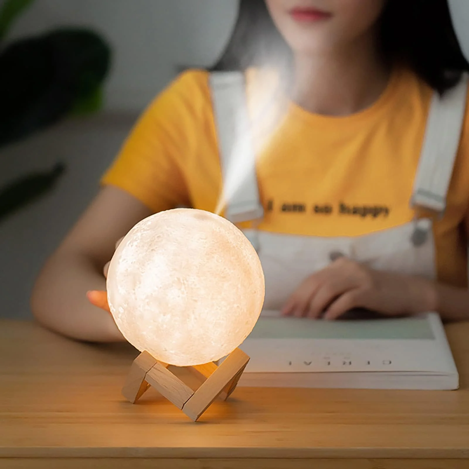 Mobigon 1500ML Air Humidifier 3D Moon Lamp light Diffuser Aroma Essential Oil USB Ultrasonic Humidificador Night Mist Purifier - White