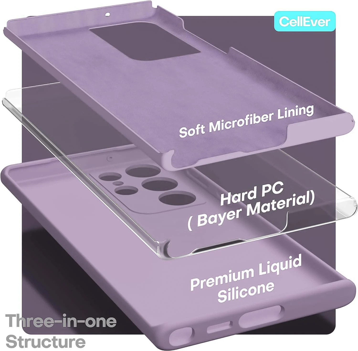 DL3 Mobilak Soft Silicone Protective Case for Samsung Galaxy S22 Ultra 5G with Microfiber Lining and Shockproof Design - Lavender