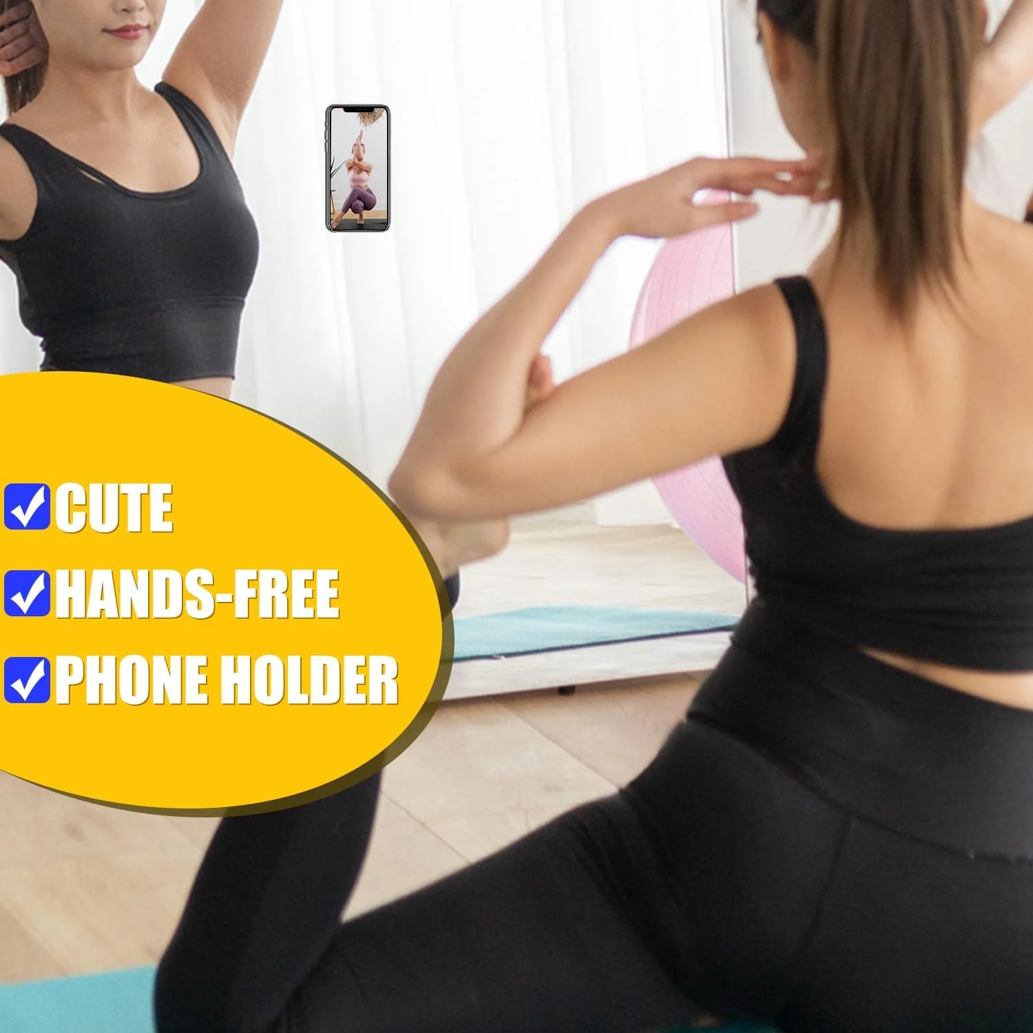 DL3 Mobilak Silicone Suction Cup Phone Mount for iPhone and Android, Double-sided suction design, Hands-free phone support, Strong suction grip - Orange