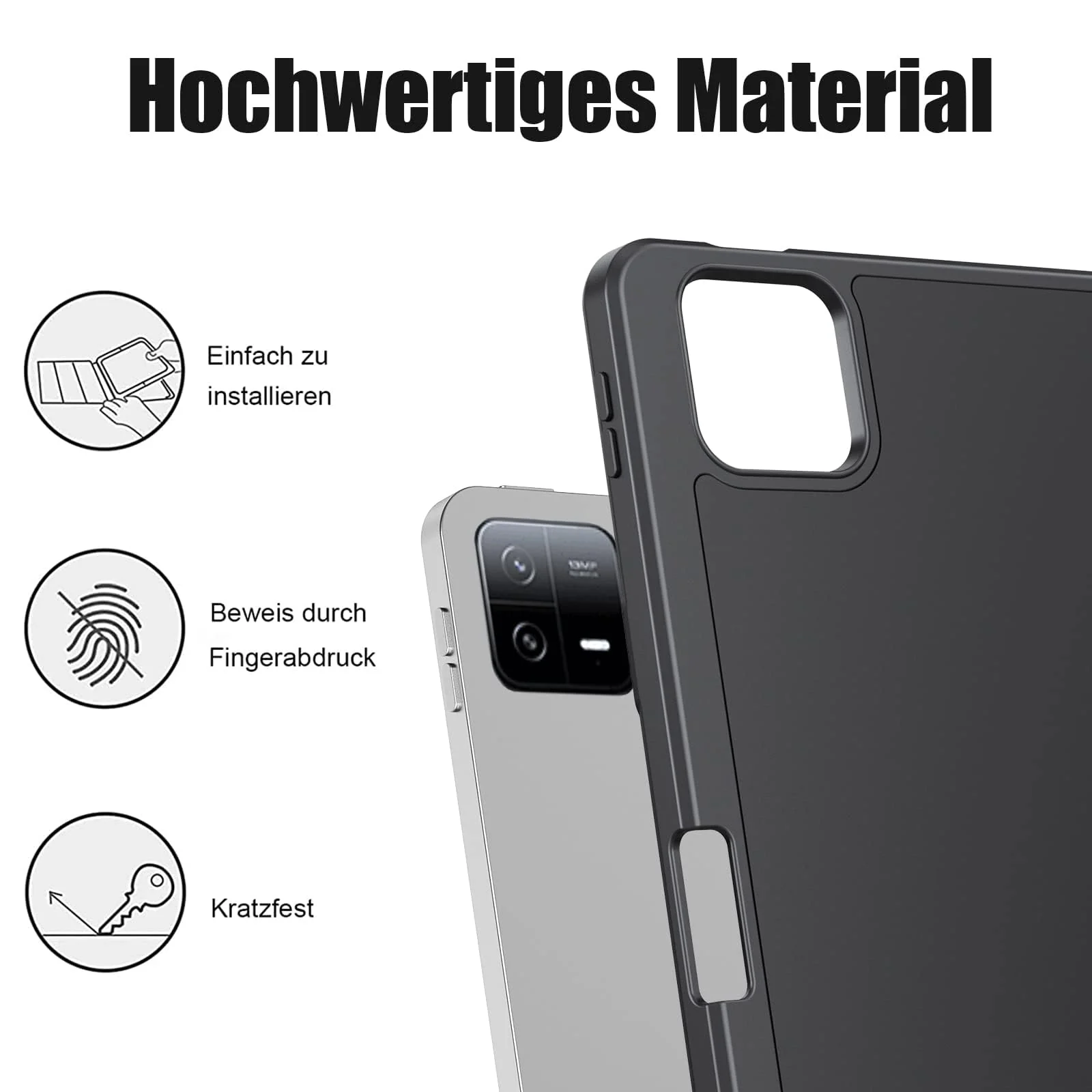 DL3 Mobilak Xiaomi Pad 6/Pad 6 Pro Case with Pen Holder 11.0 inch 2023, Soft TPU Back Trifold Stand Protective Smart Cover Flip for Xiaomi Pad 6/Pad 6 Pro, Auto Wake&Sleep - Black