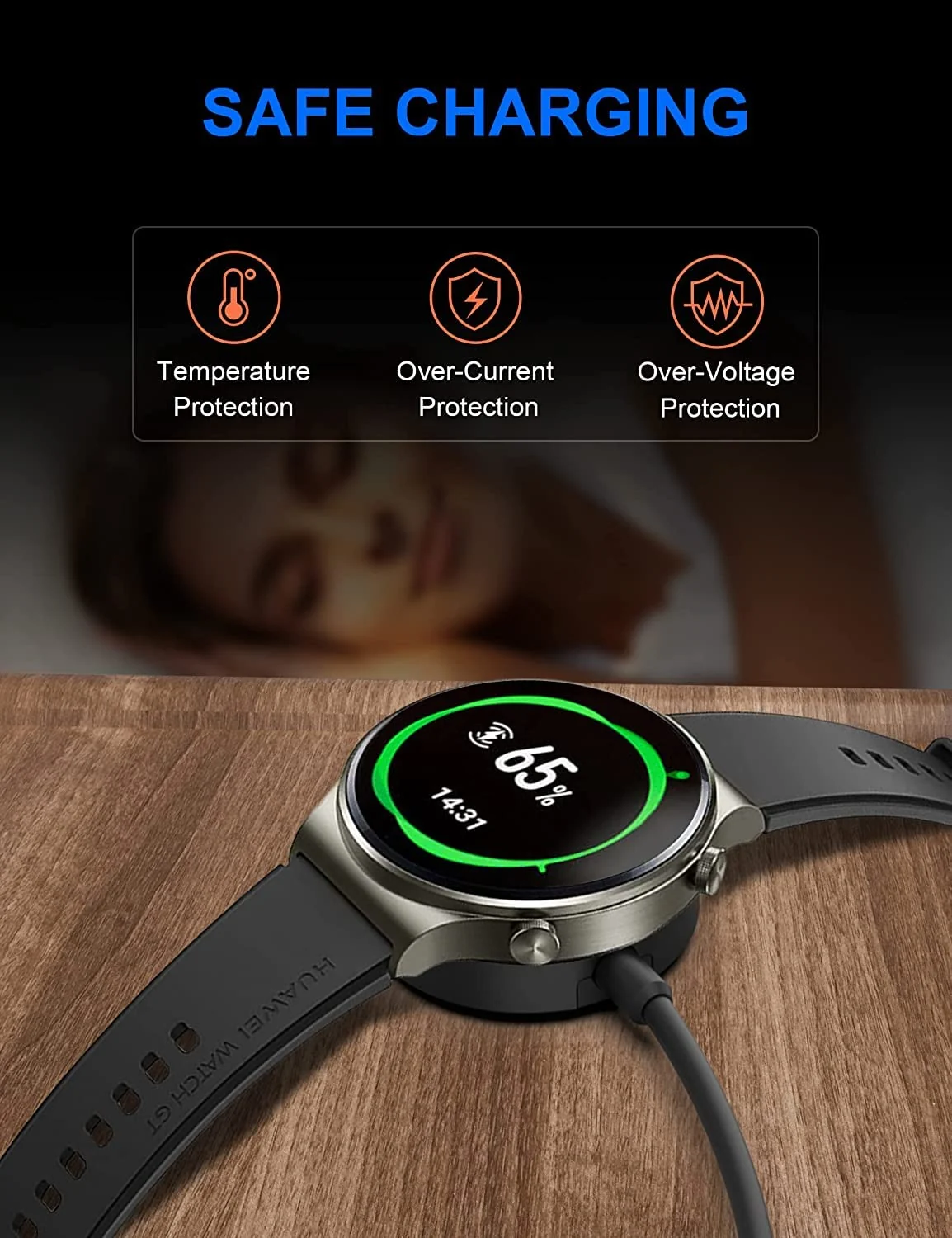 DL3 Mobilak Charger Compatible with Huawei Watch GT/GT2 42mm 46mm/GT 2e Smart Watch, USB Charging Dock Cable for Honor Watch Magic/Magic 2/Watch Dream/Watch GS Pro - Black
