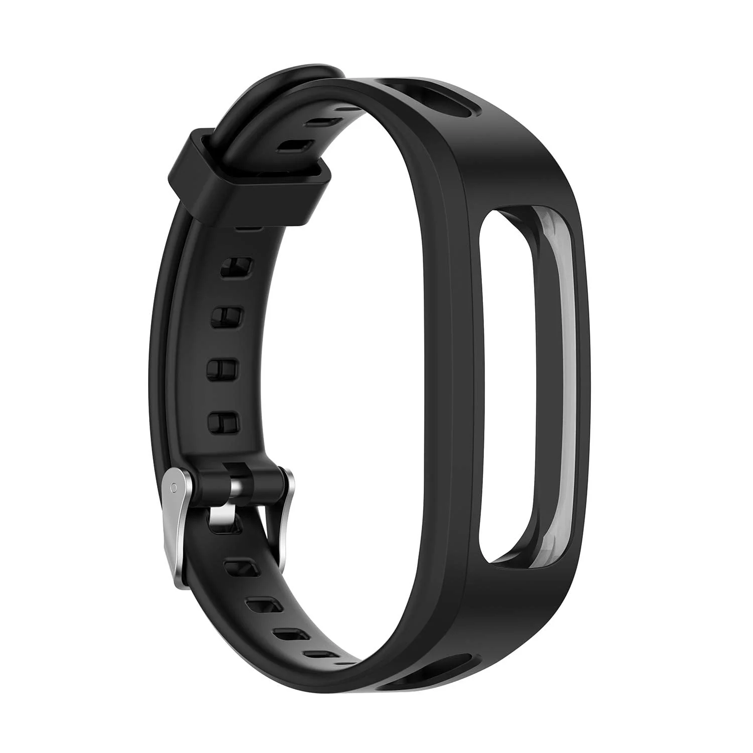 DL3 Mobilak Silicone Watch Band Strap Compatible for Huawei Honor Band 4 Running Version/Huawei Band 3e/ Band 4e Smart Watch Bracelet Replacement - Black
