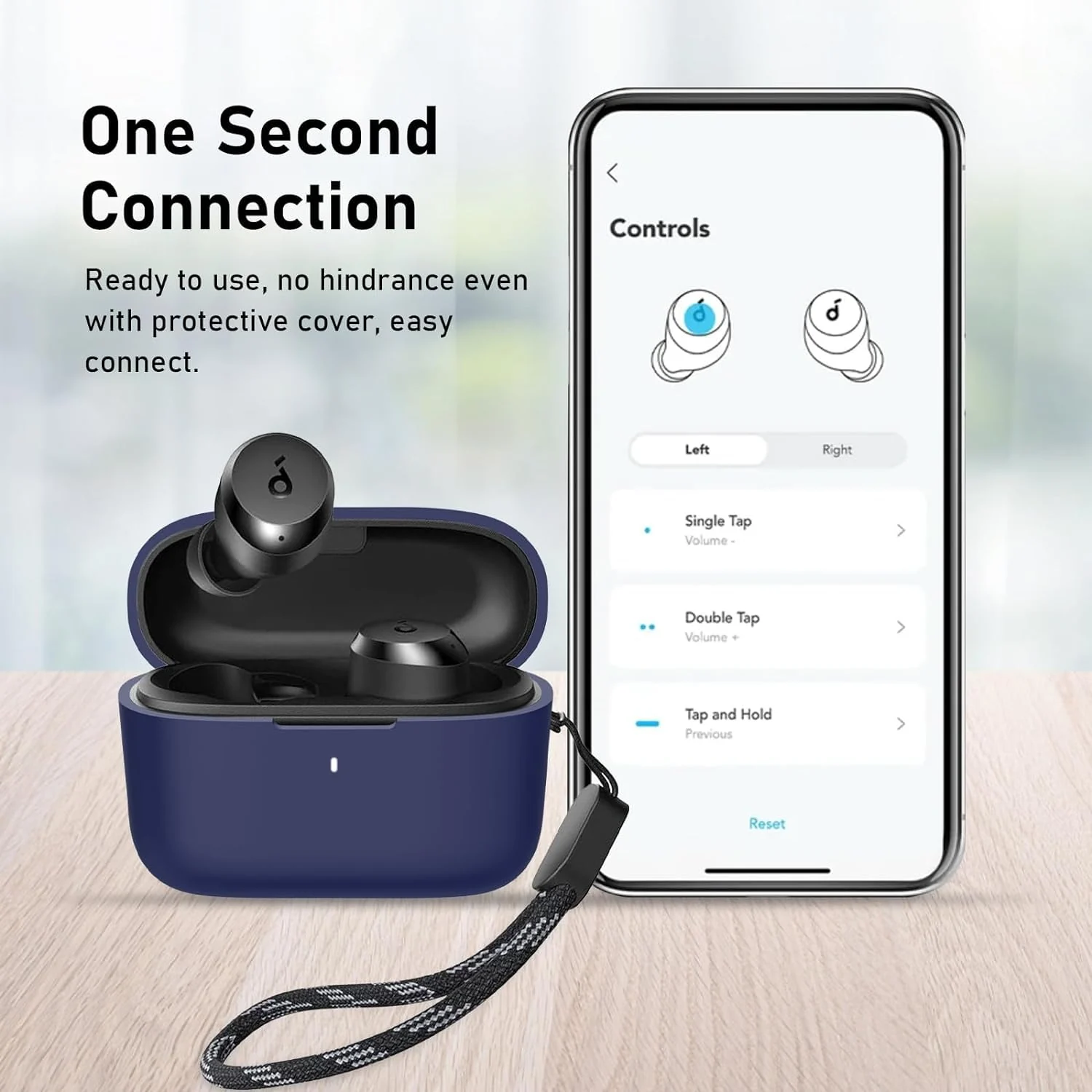 DL3 Mobilak Silicone Cover Case Compatible with Soundcore by Anker A20i Portable Protective Cover With Keychain - Blue