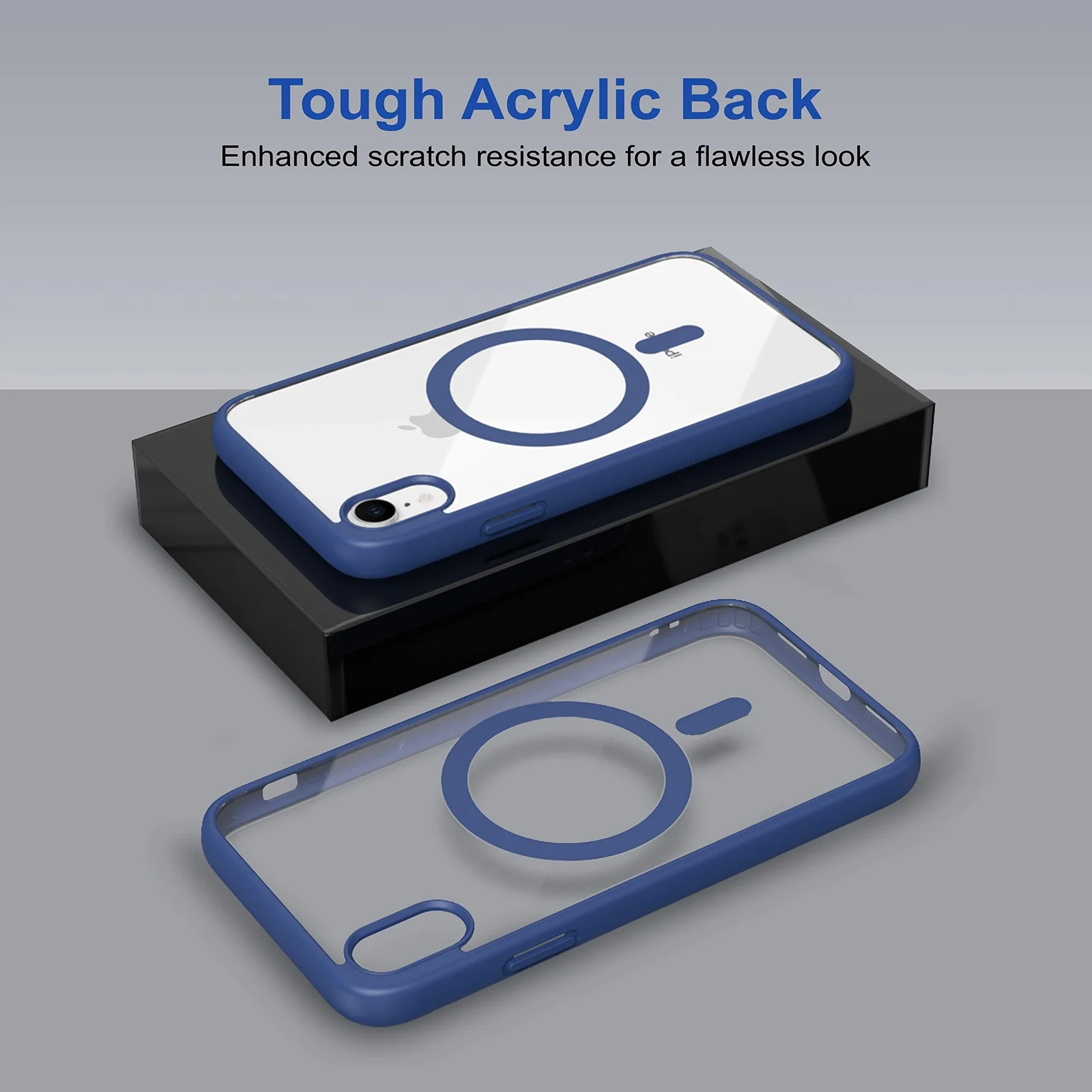 DL3 Mobilak Clear MagSafe-Compatible Magnetic Case for iPhone XR with Magnetic Car-Mount Support and Military-Grade Protection - Blue