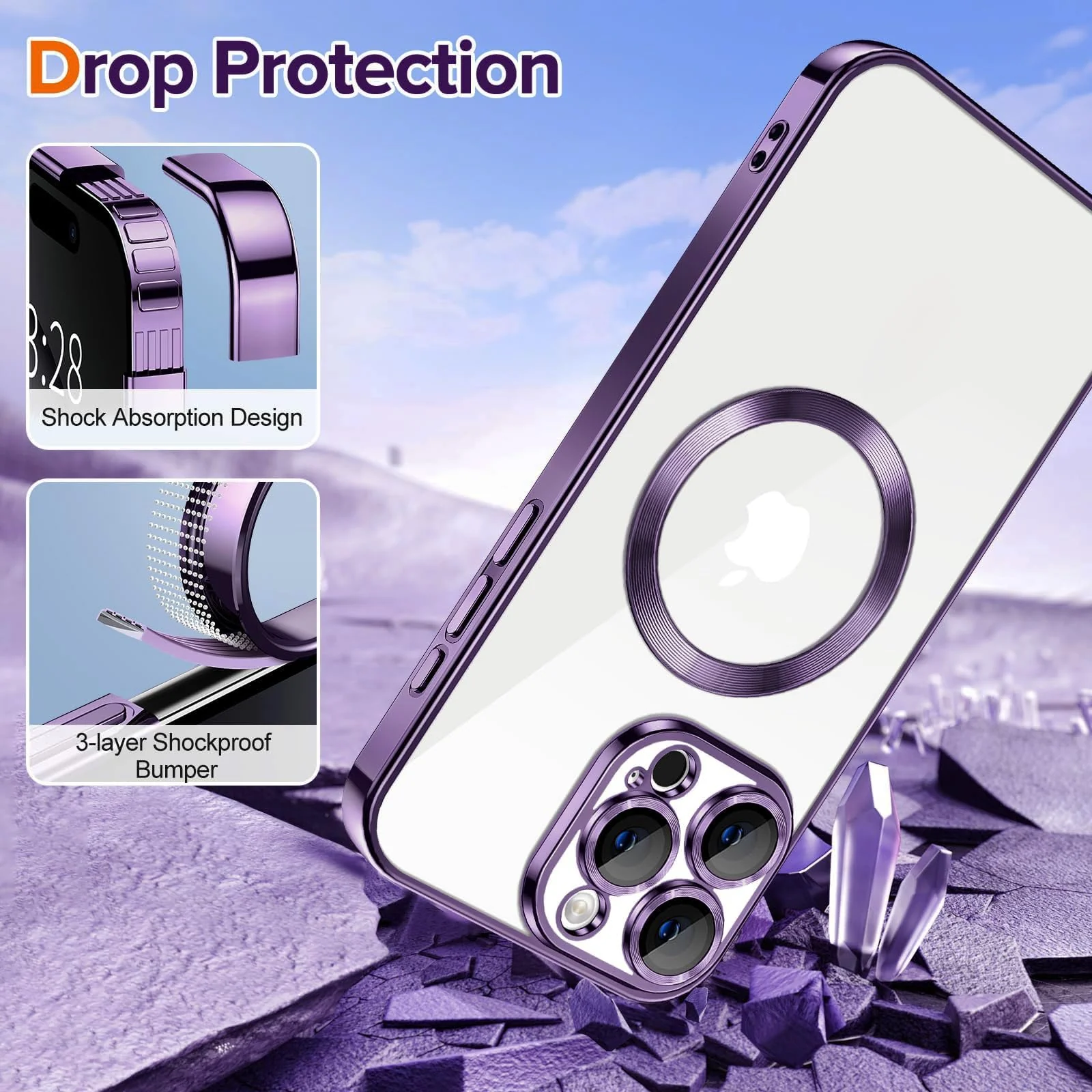 DL3 Mobilak Plated-Edge Protective Case for iPhone 11 Pro 5.8-Inch with Built-in, Supports wireless charging, Camera protection, Scratch-resistant surface - Deep Purple