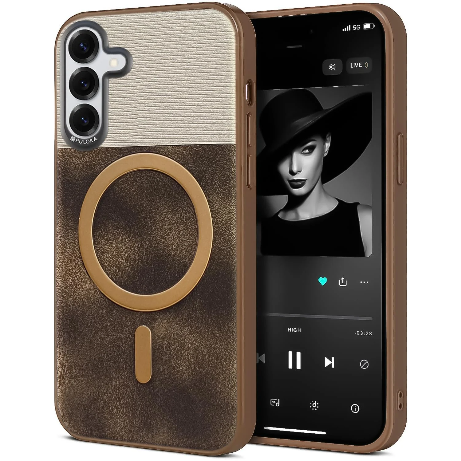 DL3 Mobilak Leather Wallet Case with Card Slot for Samsung Galaxy S25 FE with Camera Protection and MagSafe Compatibility