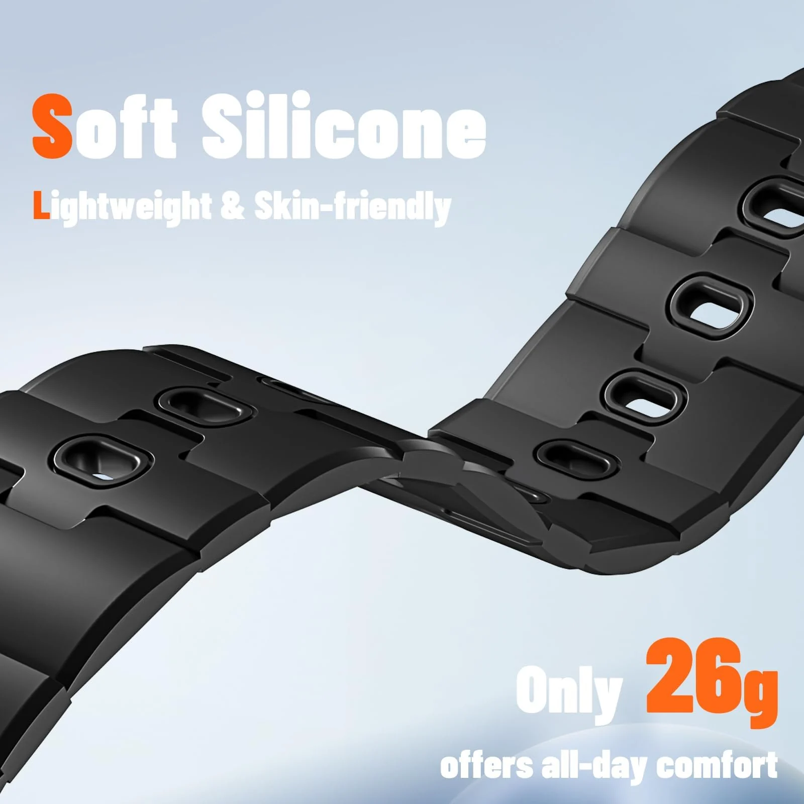 DL3 MOBILAK Adjustable Silicone Sports Watch Strap for 49MM - A-Black